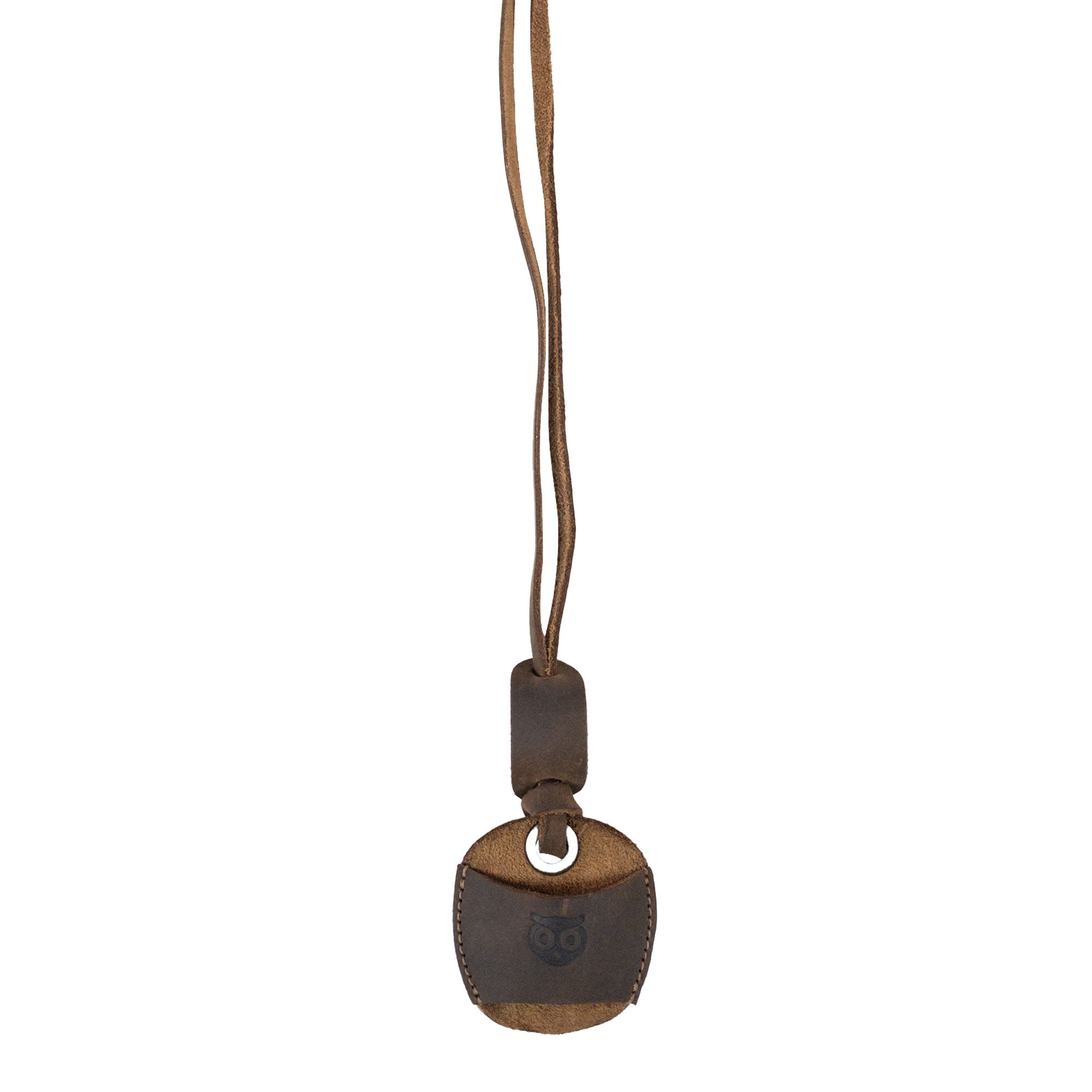Hide & Drink Eyeglasses Holder hanging on a neck strap, designed for convenience. This Eyeglasses Holder is made of full grain leather and is perfect for both sunglasses and reading glasses. Artisan crafted in small batches in La Antigua Guatemala & Oaxaca Mexico.