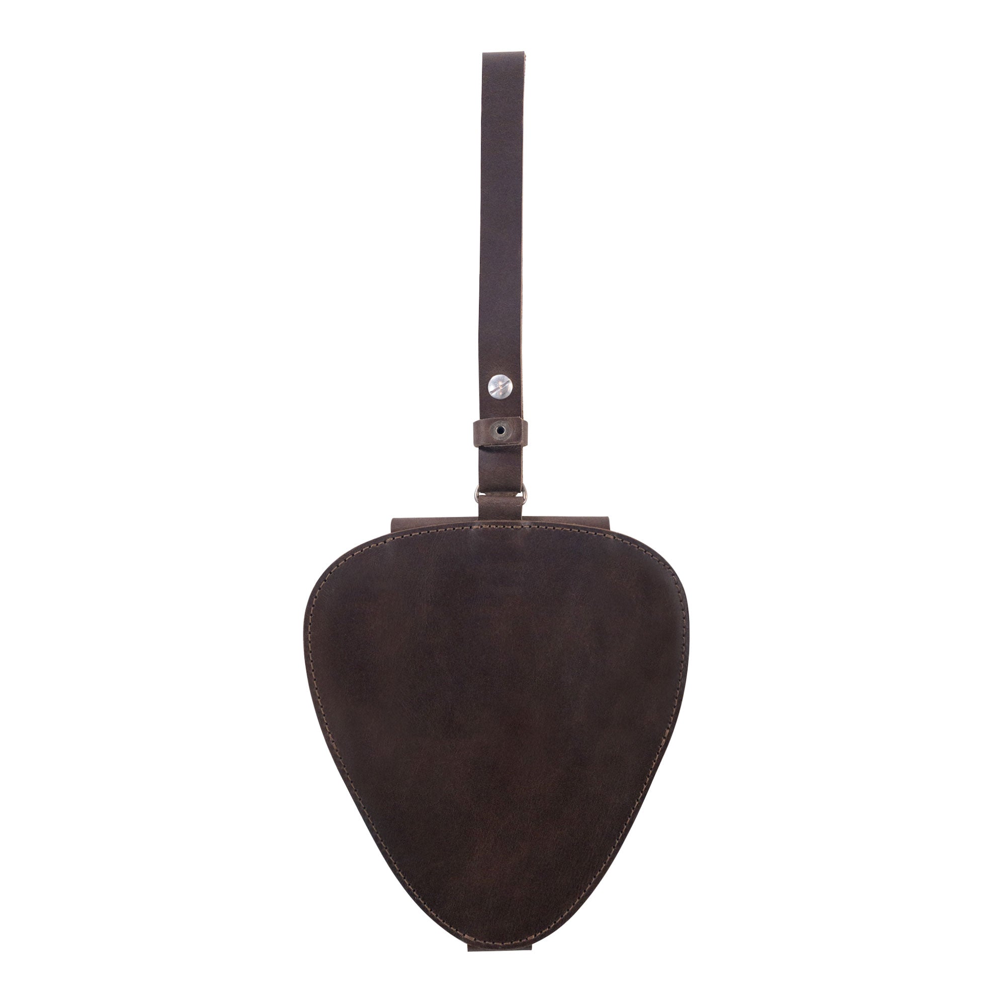 Guitar Pick Case (Guitar Picks Not Included) by tocame shown from the back, emphasizing the sleek design of the Guitar Pick Case with 12 Slots. Made from premium Full Grain Leather, this Guitar Pick Holder reflects small batch production, precise hand cut and hand sewn techniques, fire branded craftsmanship, and artisan creation in La Antigua Guatemala & Oaxaca Mexico.