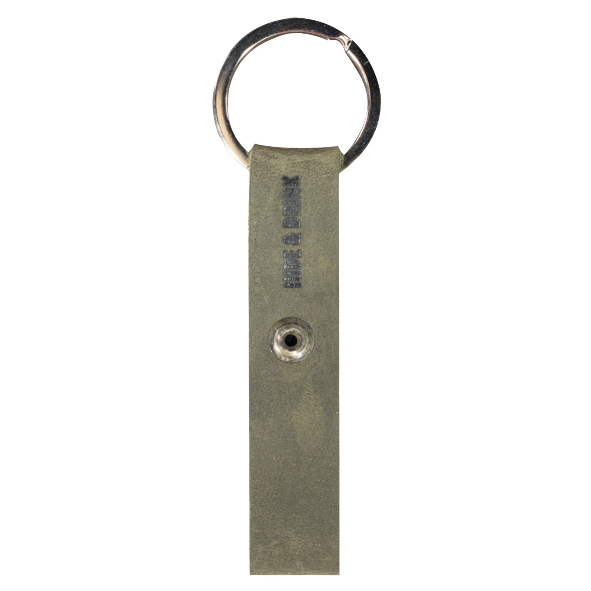 Hide & Drink Loop Keychain presented with business cards showcasing rustic charm. This keyring organizer is handcrafted from full grain leather in La Antigua Guatemala & Oaxaca Mexico, ensuring quality small batch production.