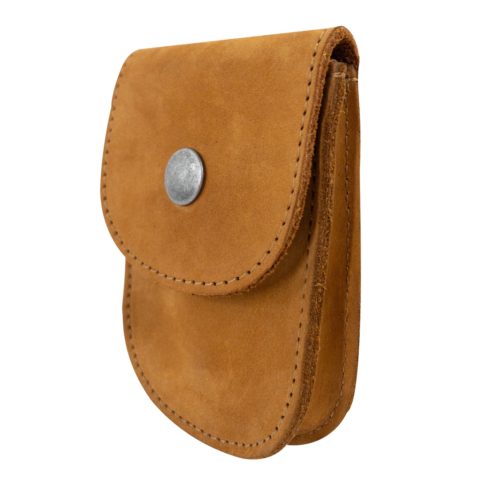 Detailed view of the Bright Yellow Holster Pouch by Hide & Drink displaying its vibrant color and functional features. This durable pouch, made from full grain leather, is perfect for organizing everyday carry.