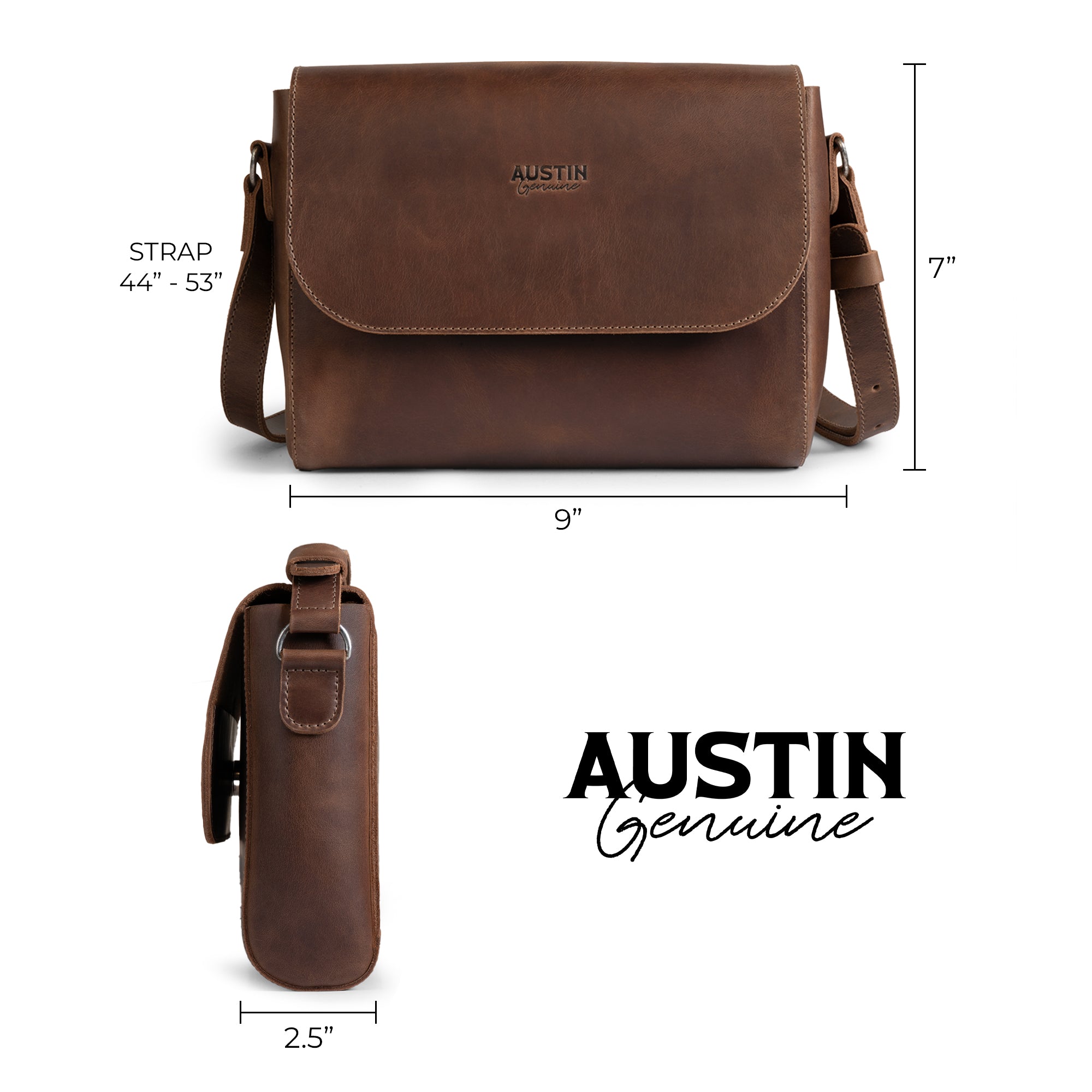 Measurements of The Barton Purse by Austin Genuine showcase its convenient design, made from full grain leather with a chic, minimalist aesthetic. A product of small batch production, this artisan bag tells the story of hand cut and sewn techniques, inspired by Austin’s vibrant culture and unmistakable Texas spirit.