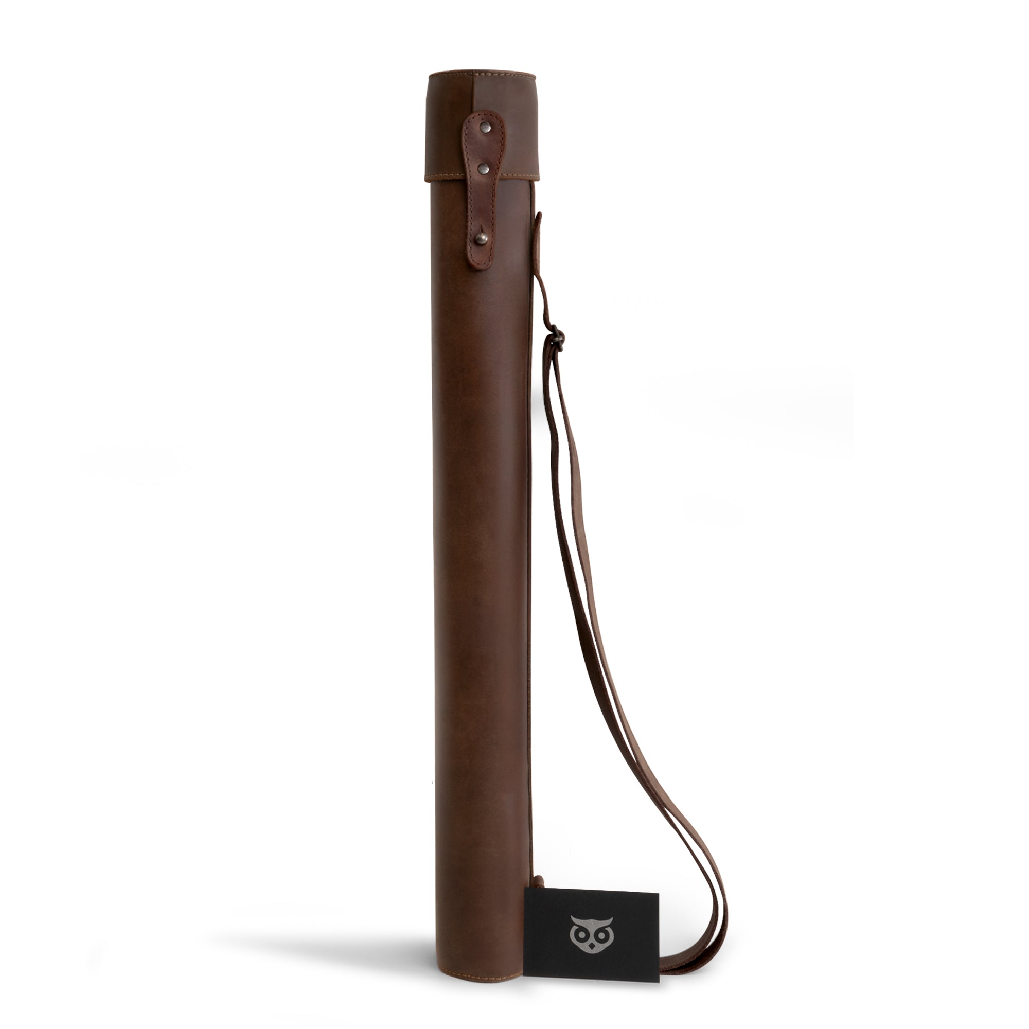 Hide & Drink's Blueprint Tube (A2 Paper Size), elegantly designed and made from premium full grain leather with a convenient adjustable strap. This document storage tube reflects the artisan craftsmanship and dedication to small batch production by StockyardX, handmade in La Antigua Guatemala & Oaxaca Mexico.