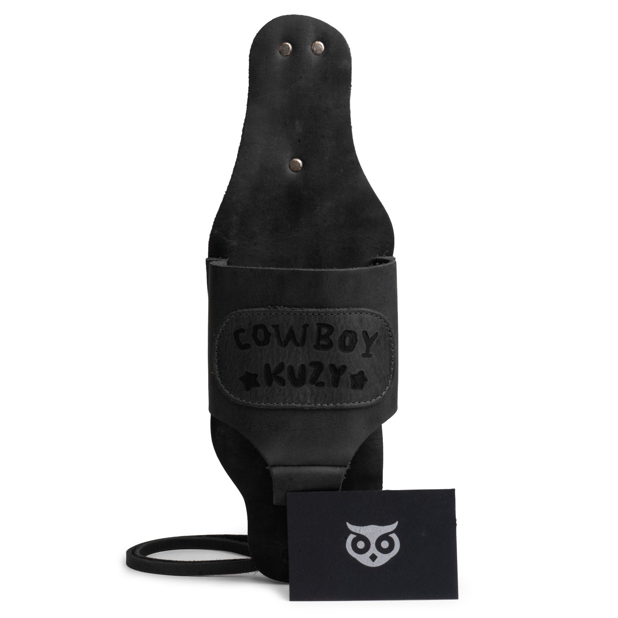 Hide & Drink Beer Holster Cowboy Buzy, a top choice Beer Holster for Cowboy that lets you carry your drink hands-free. This Western Bottle Leg Grip is crafted from high-quality full grain leather, representing small batch artisan craftsmanship in La Antigua Guatemala.