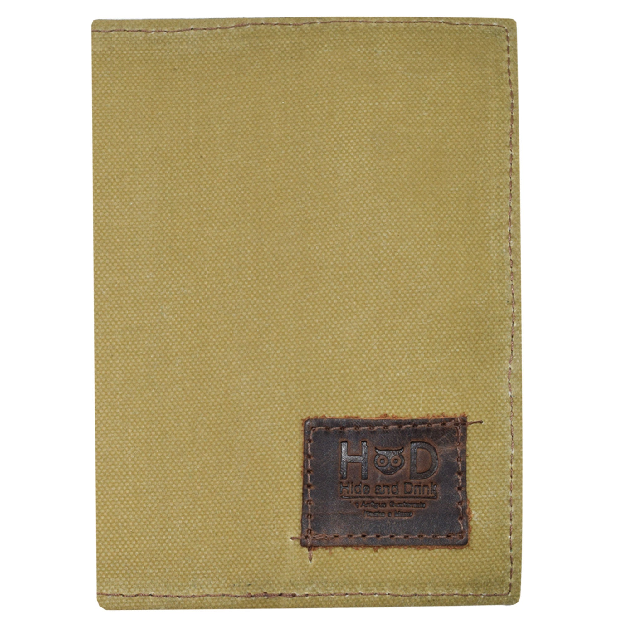 Hide & Drink Waxed Canvas Field Notes Cover displaying a portable and durable design, perfect for travelers and note-takers. This product features a Wallet Case (3.5 x 5.5 in.) Journal Cover with Pencil Paper & Cards Slot, crafted from Full Grain Leather. Made in small batch production, this handcrafted piece showcases the artisan quality from La Antigua Guatemala & Oaxaca Mexico.