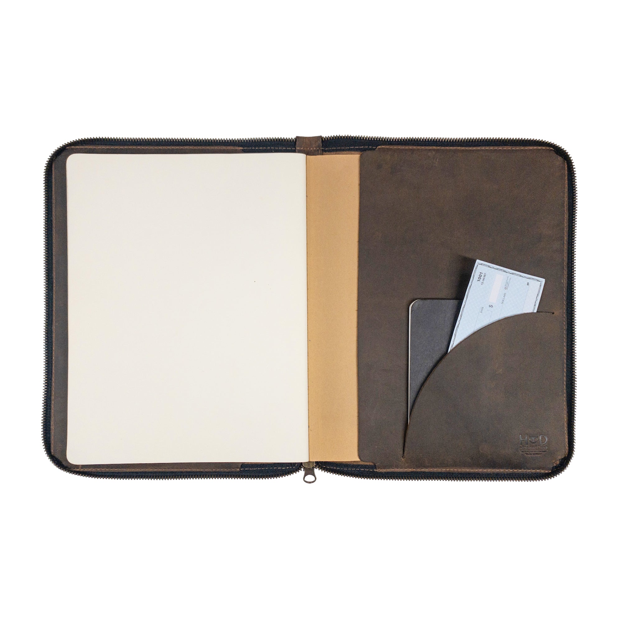 Measuring dimensions of Hide & Drink's Zippered Journal Cover for Moleskine (Notebook NOT Included), clearly demonstrating its practical size for everyday use.
