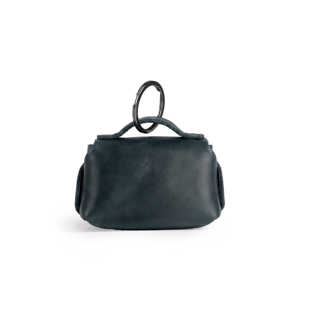 Back view of the Tiny Handbag Keychain by Hide & Drink, emphasizing its chic look and practical design with a key ring holder. Made from high-quality Full Grain Leather, this artisan-crafted keychain showcases the beauty of small batch production in La Antigua Guatemala.