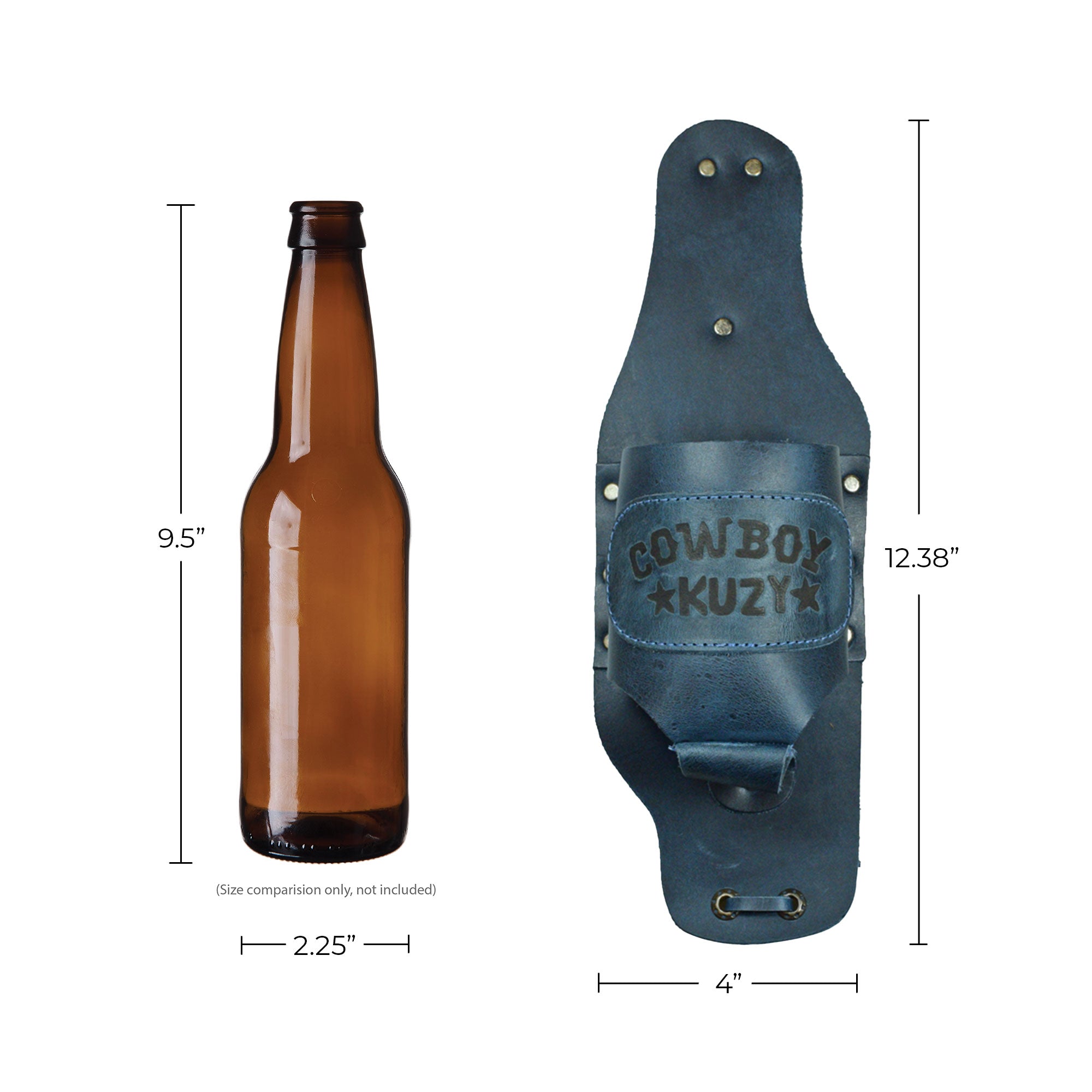 Hide & Drink Beer Holster Cowboy Buzy, the ultimate Beer Holster for Cowboy. This hands-free Western Bottle Leg Grip offers style and functionality, crafted from high-quality full grain leather and representing small batch production from La Antigua Guatemala.