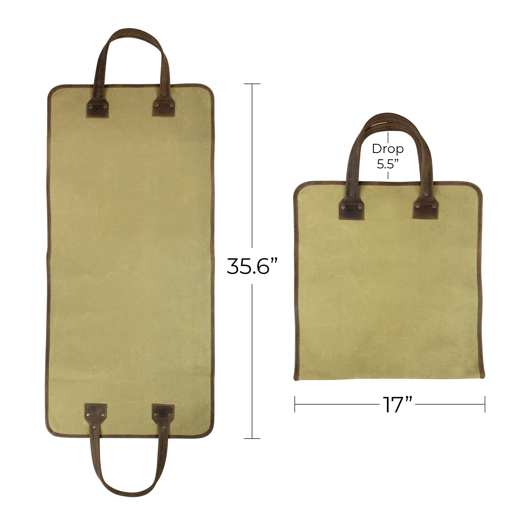 Hide & Drink Firewood Bag focused on its high-quality fabric and leather finish, emphasizing durability and aesthetic appeal for everyday use. Firewood Bag With Leather Liner, Full Grain Leather, StockyardX, Small Batch Production, Hand Cut, Hand Sewn, Fire Branded, Artisan, Handmade in La Antigua Guatemala & Oaxaca Mexico.