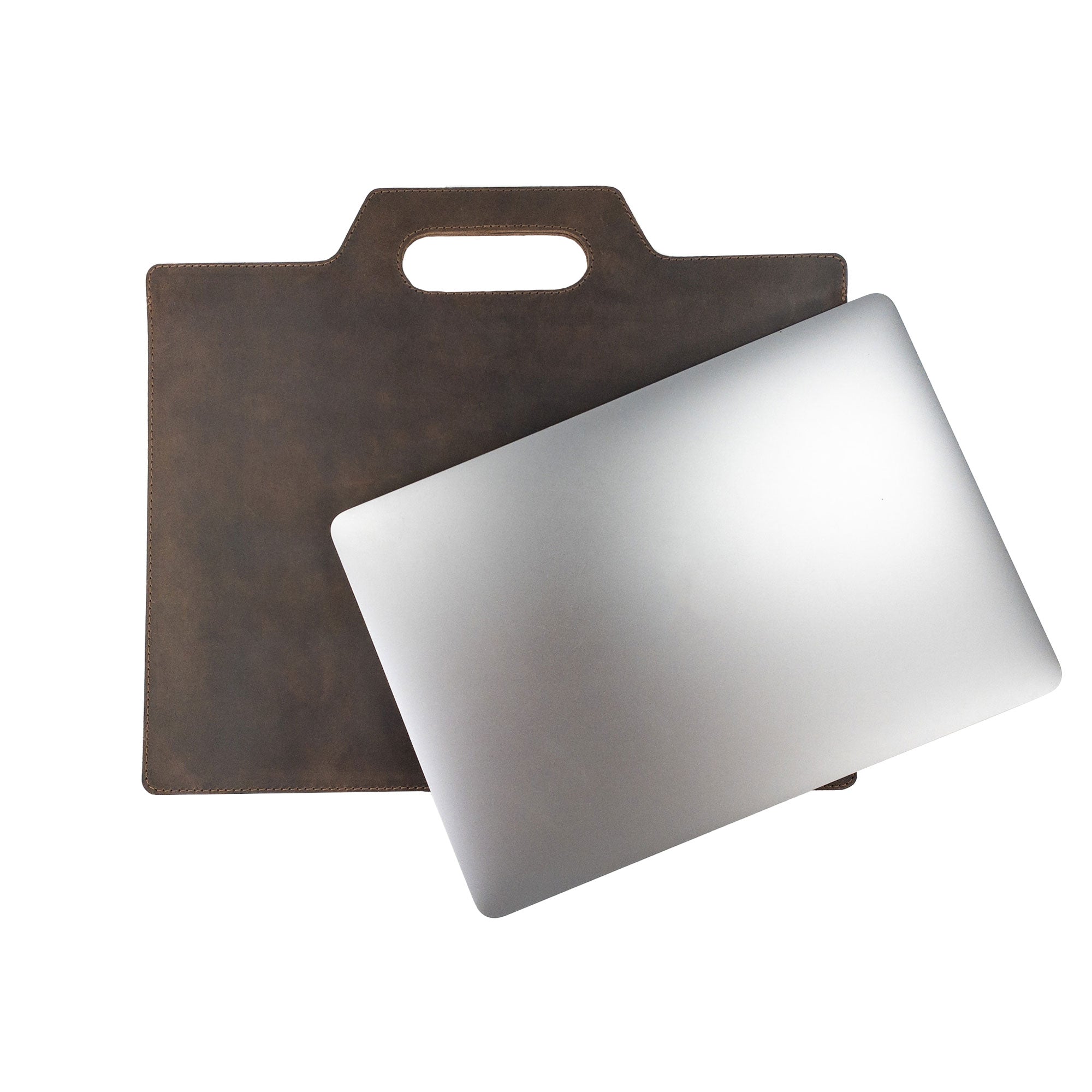 Minimalist Flat Portfolio, Laptop Sleeve with Die Cut Handle - Stockyard X 'The Leather Store'