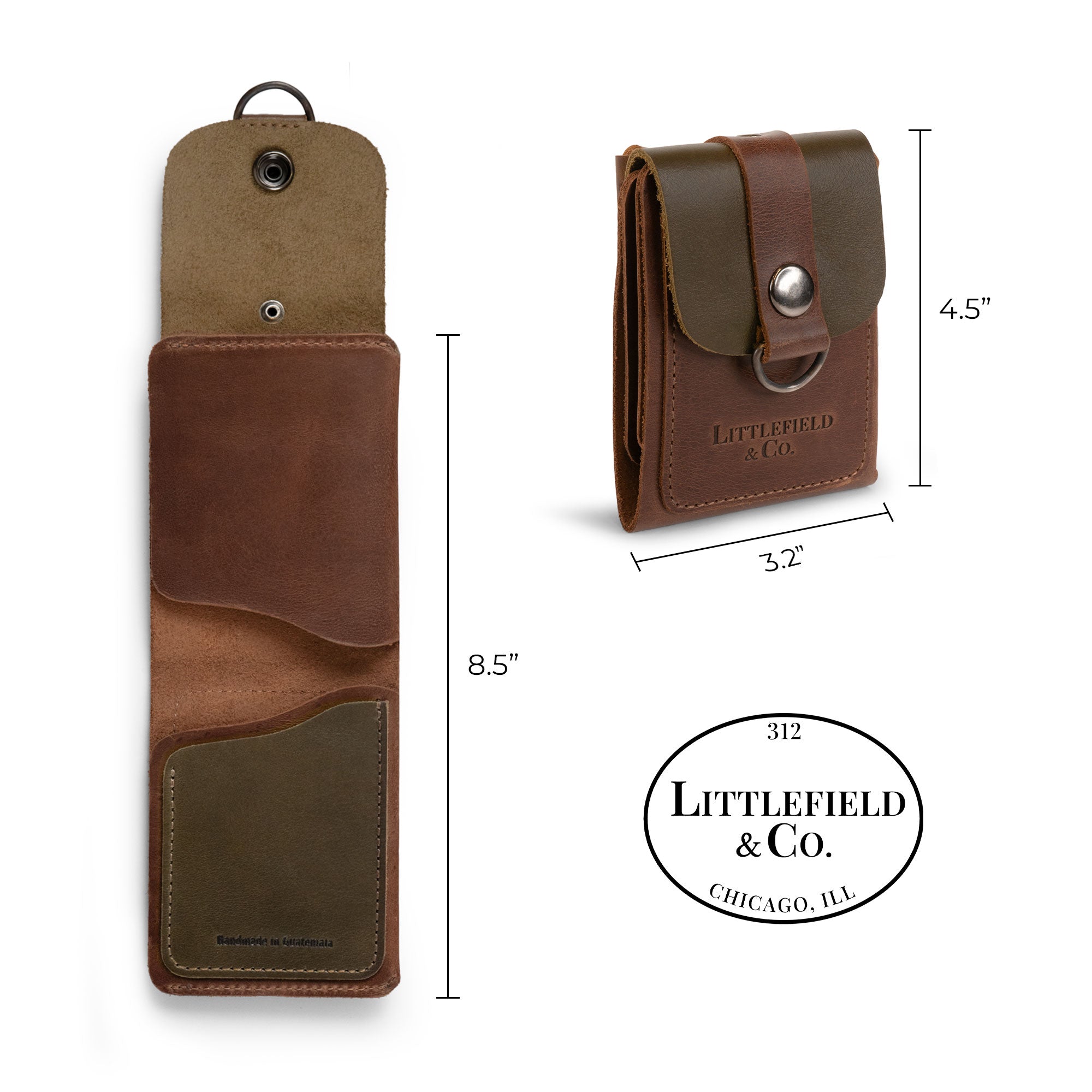 The Vintage Adventure Wallet by Littlefield Chicago showcases a unique, functional design with dimensions perfect for carrying essentials. This compact men's bill organizer made from full grain leather is an excellent ID card holder and travel accessory. Each wallet is hand cut and hand sewn, reflecting artisan traditions from La Antigua Guatemala & Oaxaca Mexico.