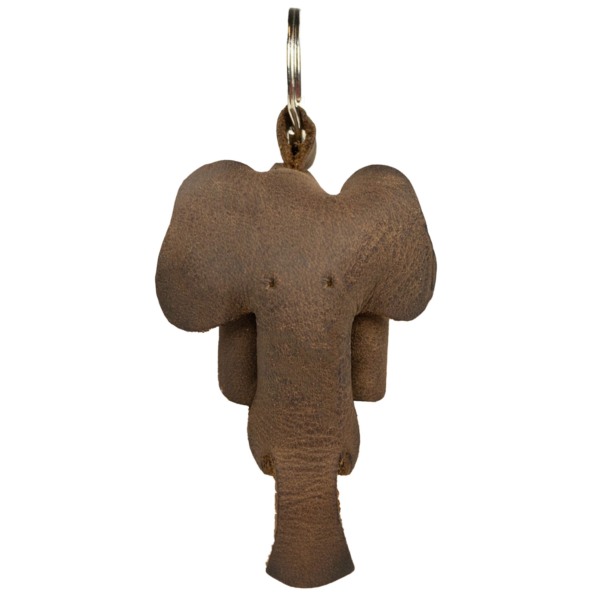 Adorable Full Grain Leather Animal Key Chain from Hide & Drink featuring an elephant design. This artisan-made Critter Keychain acts as a cute fob charm and an animal key holder charm pendant, embodying craftsmanship from small batch production in La Antigua Guatemala.