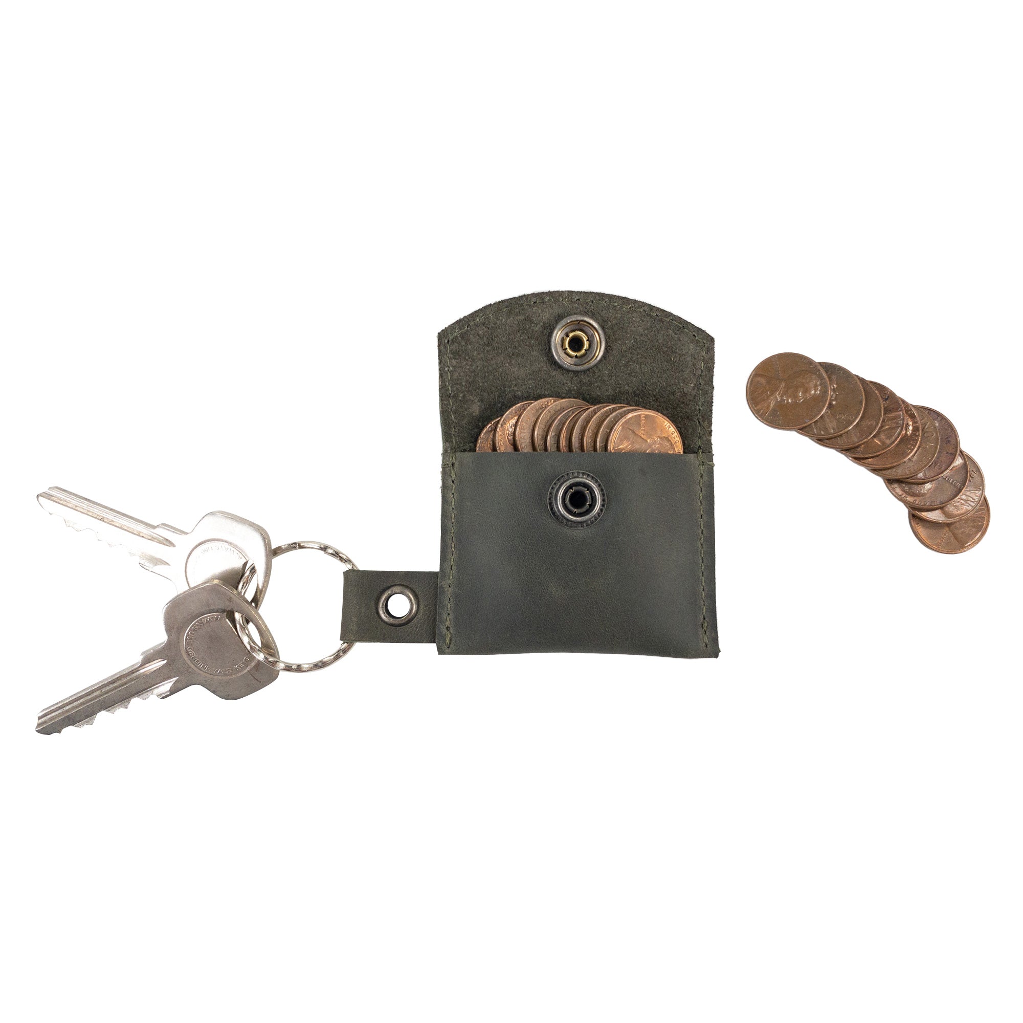 Tiny Coin Holder Keychain by Hide & Drink in beautiful leather, perfect for organization with a stylish touch. This handmade Full Grain Leather accessory marks small batch production and artisan quality.
