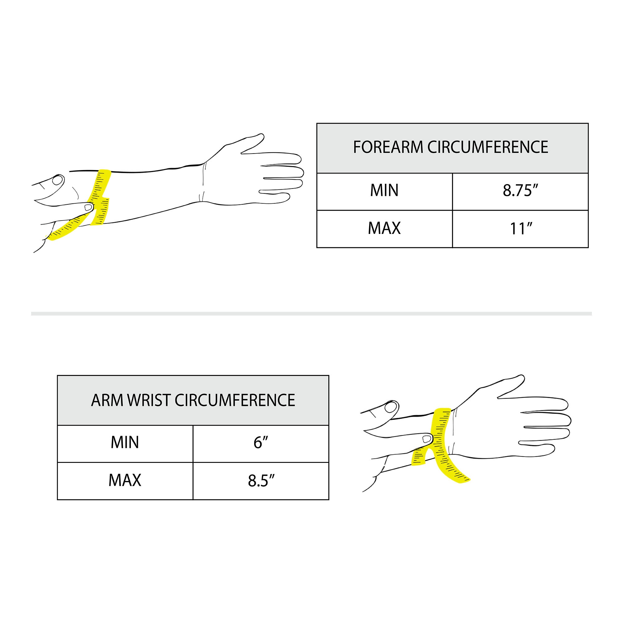 Measurement guide for Viking Bracers by Hide & Play, showcasing sizing details for a set of 2 Viking Style Bracers, which serve as fantastic arm protectors for costume. Crafted from full grain leather, these products are made with passion in small batches, hand cut and hand sewn in La Antigua Guatemala & Oaxaca Mexico.