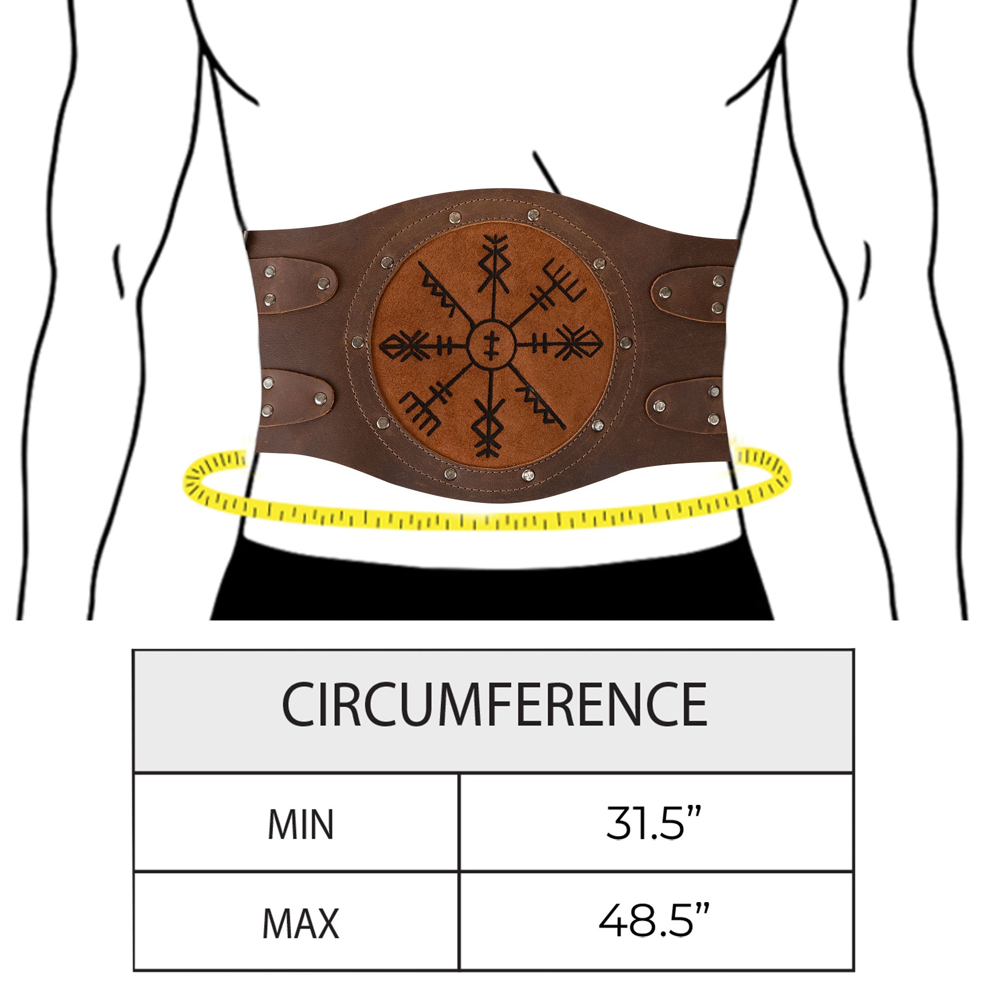 Viking Belt by Hide & Play displayed on a model, demonstrating its adjustable straps and fit. This rustic full grain leather accessory is ideal for cosplay, LARPing, and costume parties, highlighting handmade artisan craftsmanship from La Antigua Guatemala.