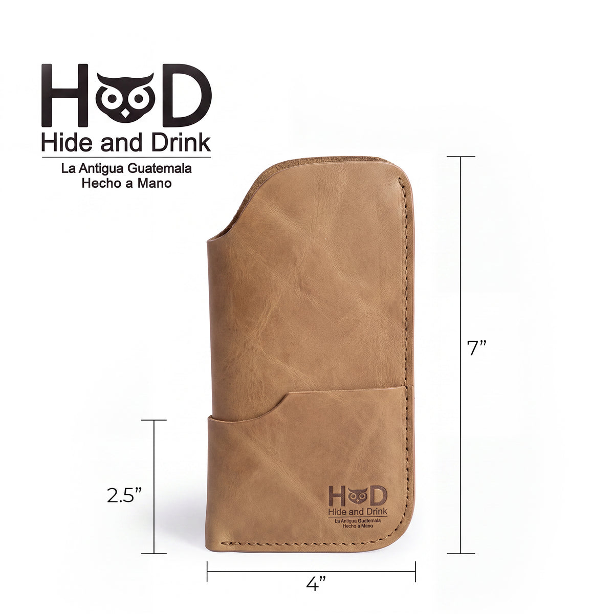 Showcasing the Hide & Drink Sunglass Case & Wallet with an appealing dark tone. This Rustic Sunglasses Case & Wallet is made from Full Grain Leather, serving as a functional eyeglasses protector for travel, lovingly made in La Antigua Guatemala & Oaxaca Mexico.