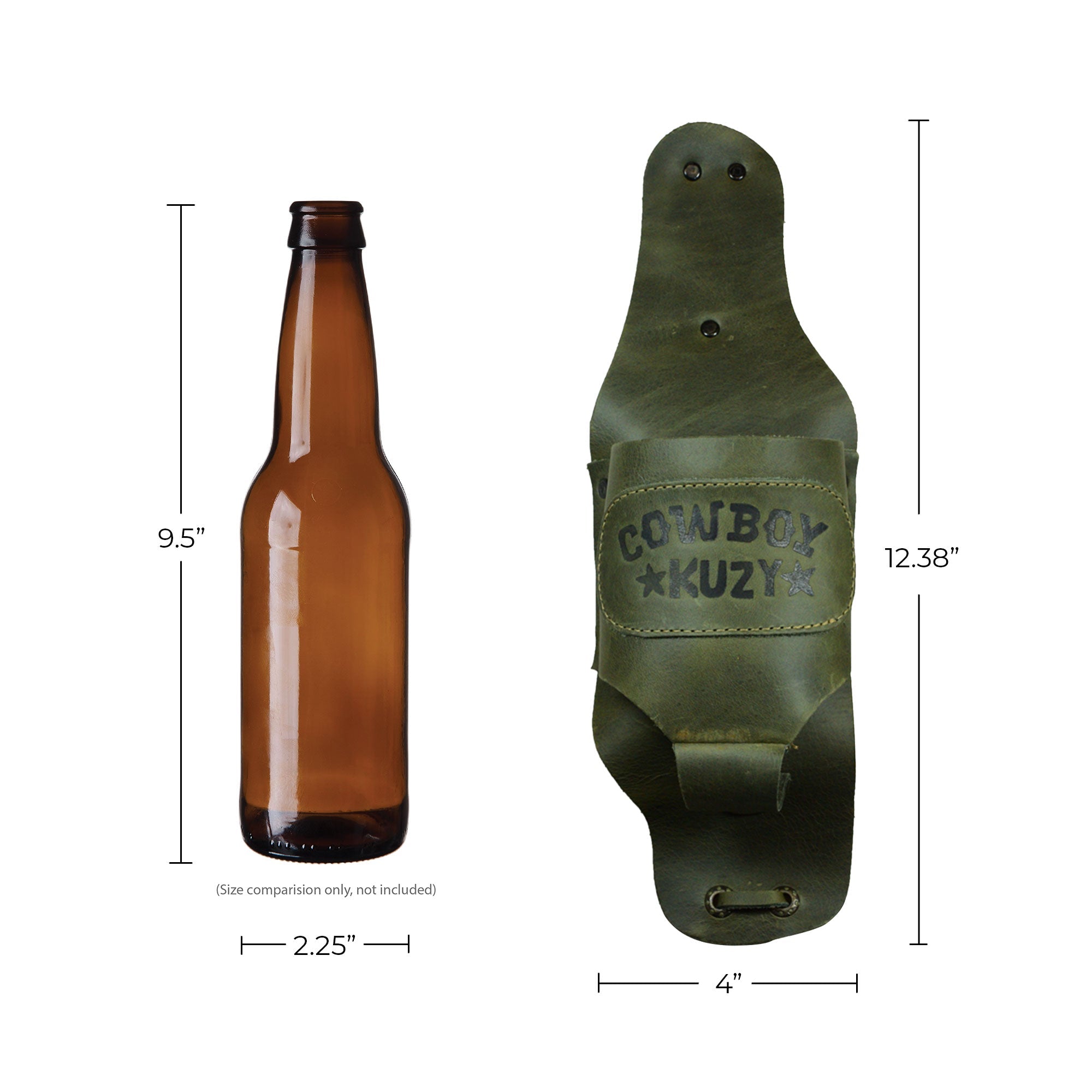 Hide & Drink Beer Holster Cowboy Buzy, the ideal Beer Holster for Cowboy for hands-free convenient drinking. This Western Bottle Leg Grip is made from full grain leather, highlighting the artistry and quality of small batch production in La Antigua Guatemala.
