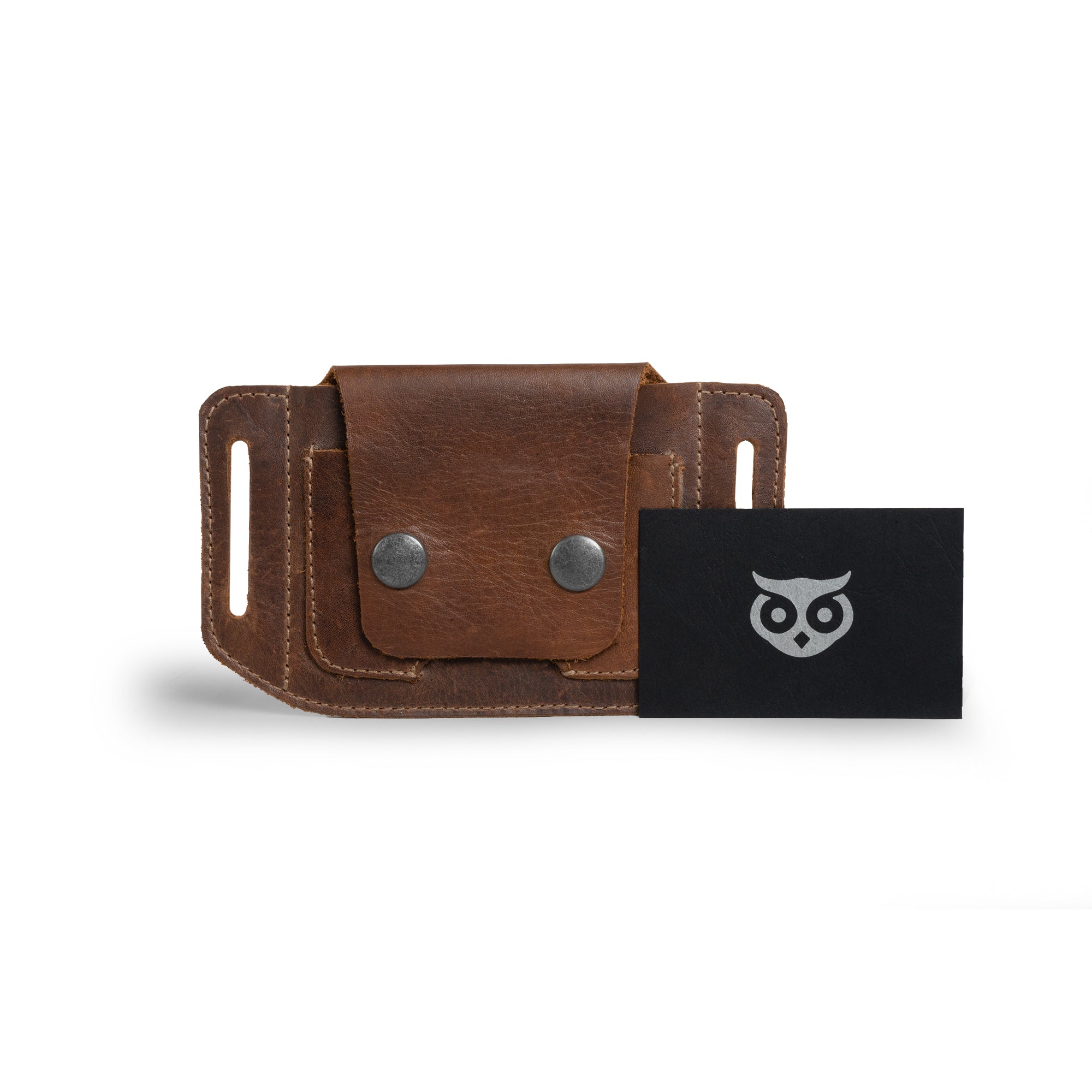 Hide & Drink Tactical Card Holder showcasing a durable design with button snap closures. Perfect for card storage, made of full grain leather, reflecting the artisanal craftsmanship rooted in small batch production. This handmade item exemplifies quality with its hand cut and hand sewn construction, fire branded for authenticity. Artisan crafted in La Antigua Guatemala & Oaxaca Mexico.