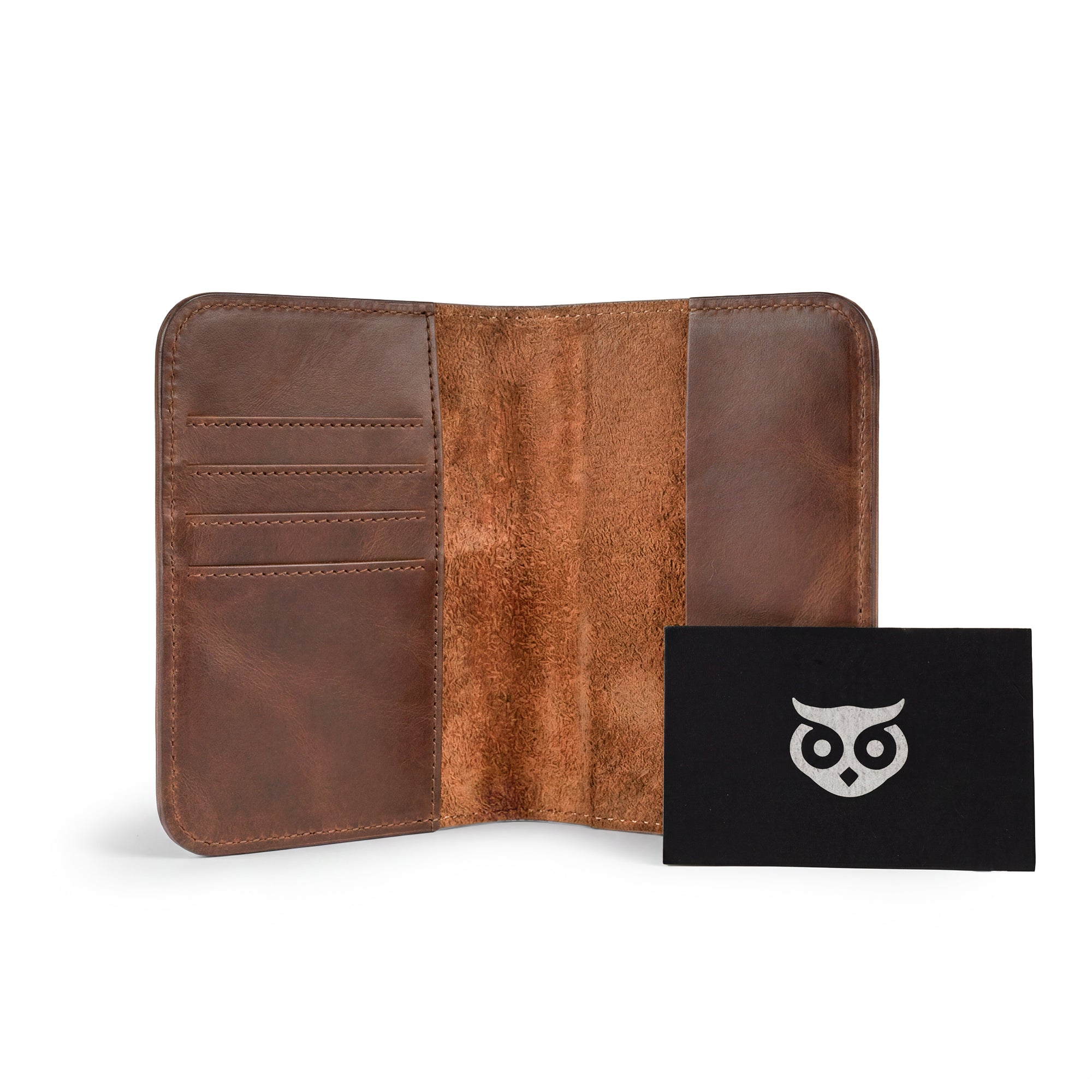 Detailed look at the Hide & Drink Travel Wallet showcasing its structure and design. This travel wallet is a chic bifold passport case artisan-crafted in La Antigua Guatemala.