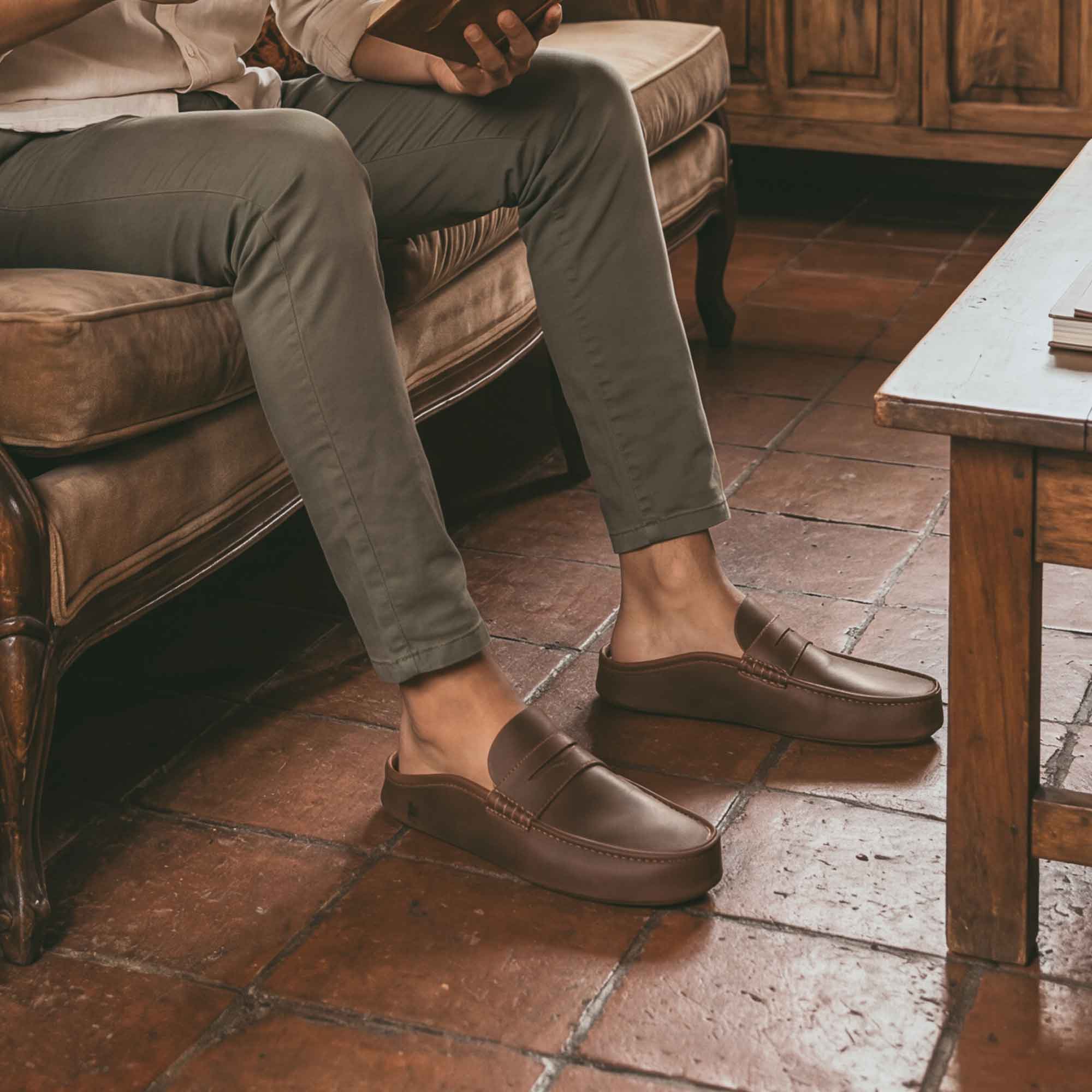 Open Heel Penny Loafer House Slippers
