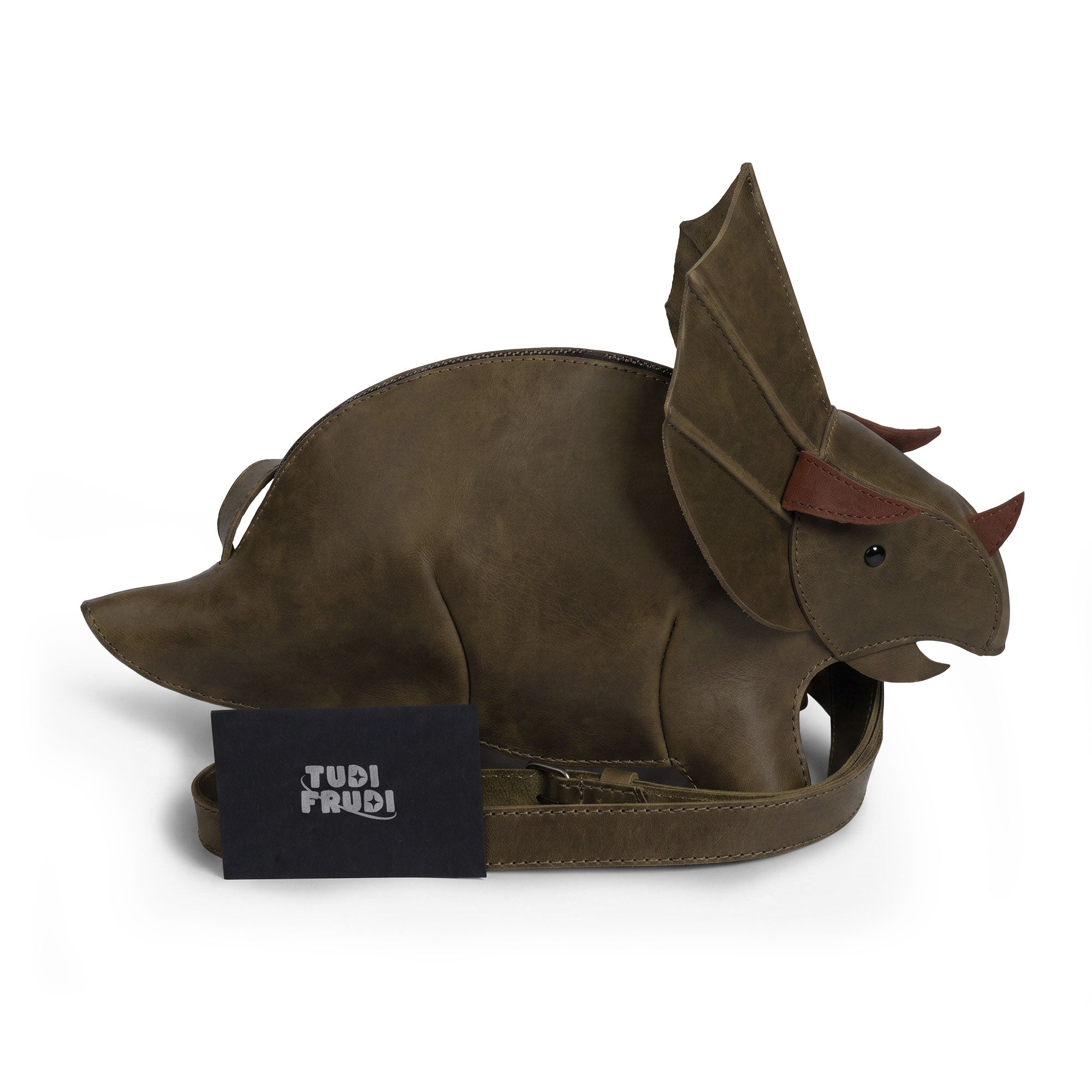 Leather Dinosaur Triceratops Shoulder Bag
