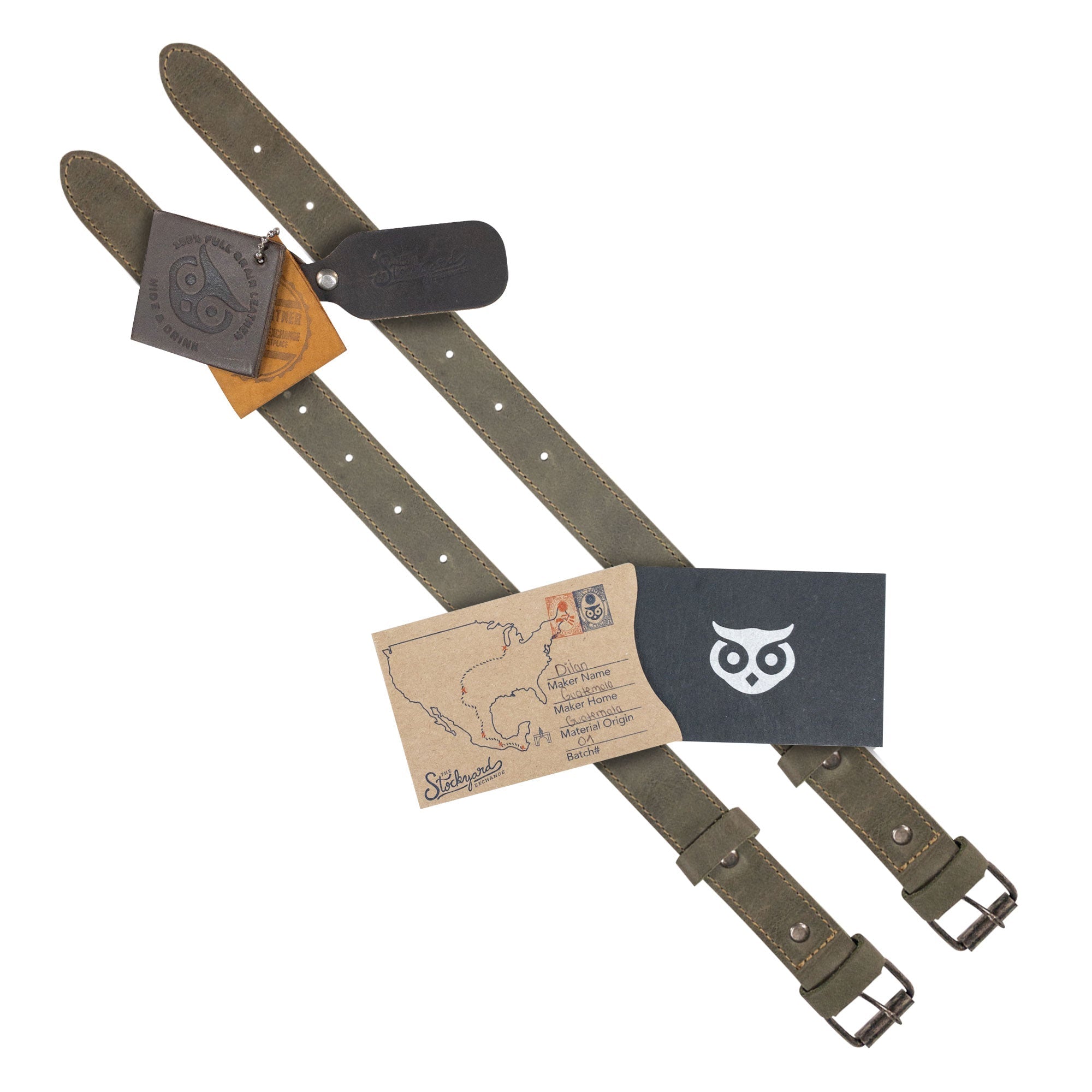 Bicycle Ankle Bands by Hide & Drink, highlighting a stylish pair of Rustic Bicycle Ankle Bands with a solid Brass Metal Buckle. These Adjustable Straps for Legs, made from quality Full Grain Leather, are perfect for Vintage Gifts for Cyclists, produced entirely in La Antigua Guatemala.