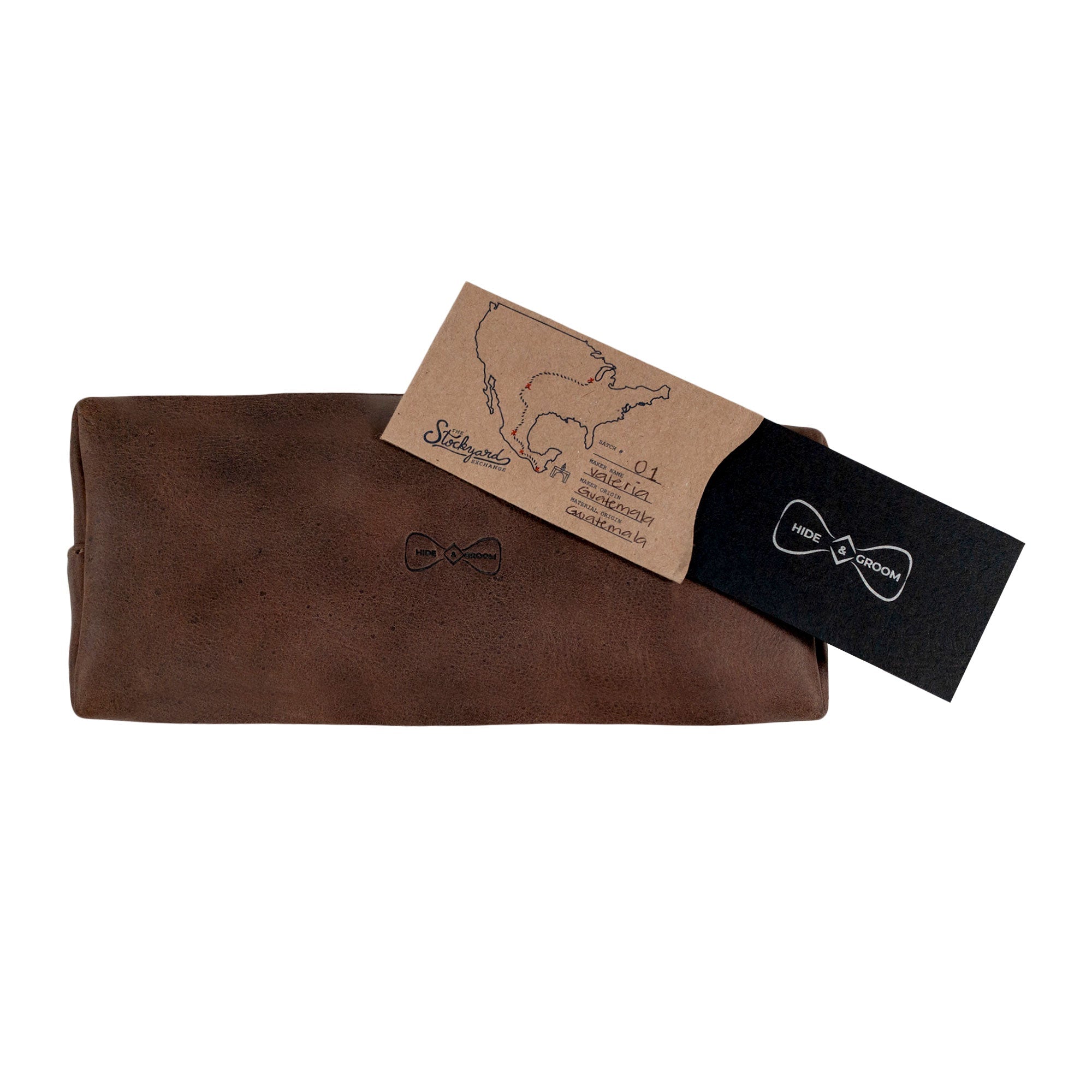 Rectangular Toiletry Bag for Groomsmen by Hide & Groom, elegantly showcased for its craftsmanship. This full grain leather toiletry bag is designed for best men and bachelors, making it a perfect storage solution for shaving kits during wedding ceremonies.