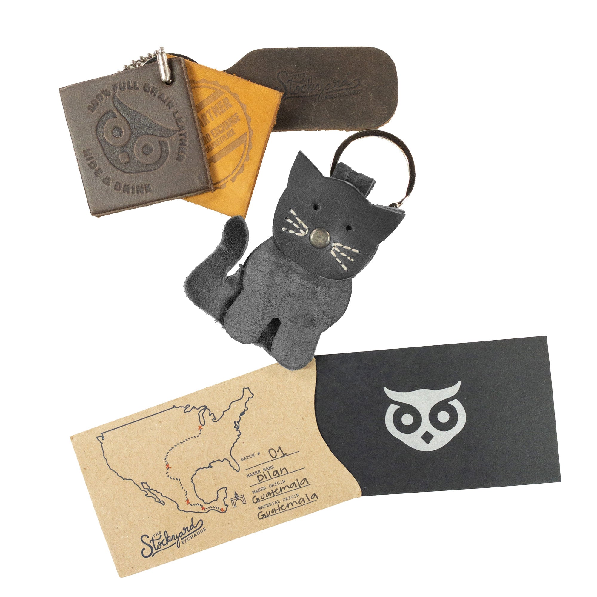Stacked Cat Keychain - Stockyard X 'The Leather Store'