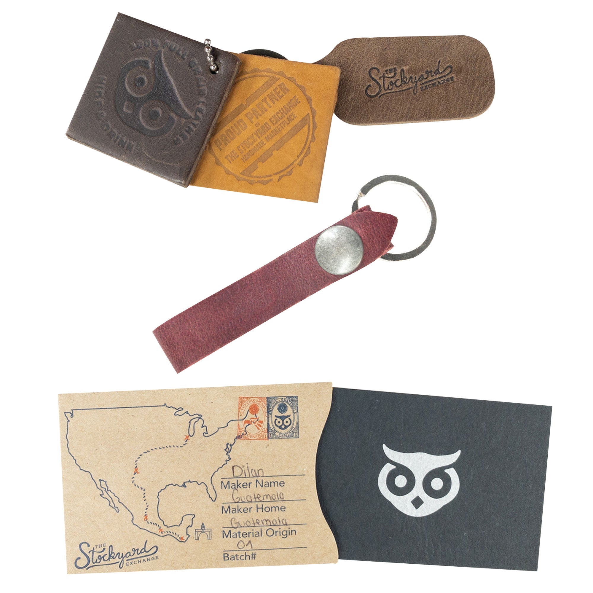 Hide & Drink Loop Keychain showcasing a classic design in olive green, perfect for key organization. This rustic keychain with belt loop is artisan made from full grain leather in La Antigua Guatemala & Oaxaca Mexico.