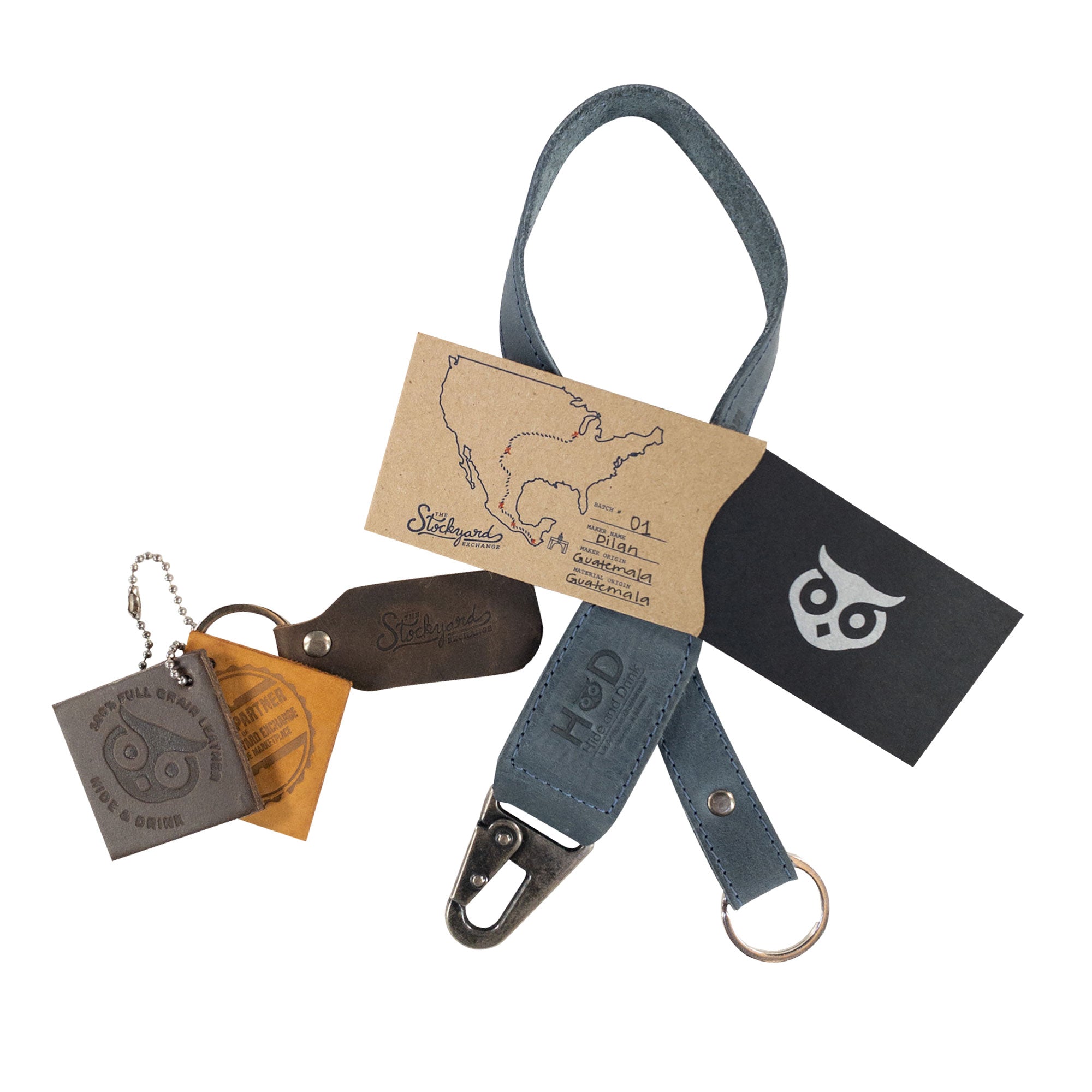 Hide & Drink Keychain Lanyard, crafted with high-grade Full Grain Leather and a sturdy clip for attaching your keys. It represents the beauty of handmade artisan production.