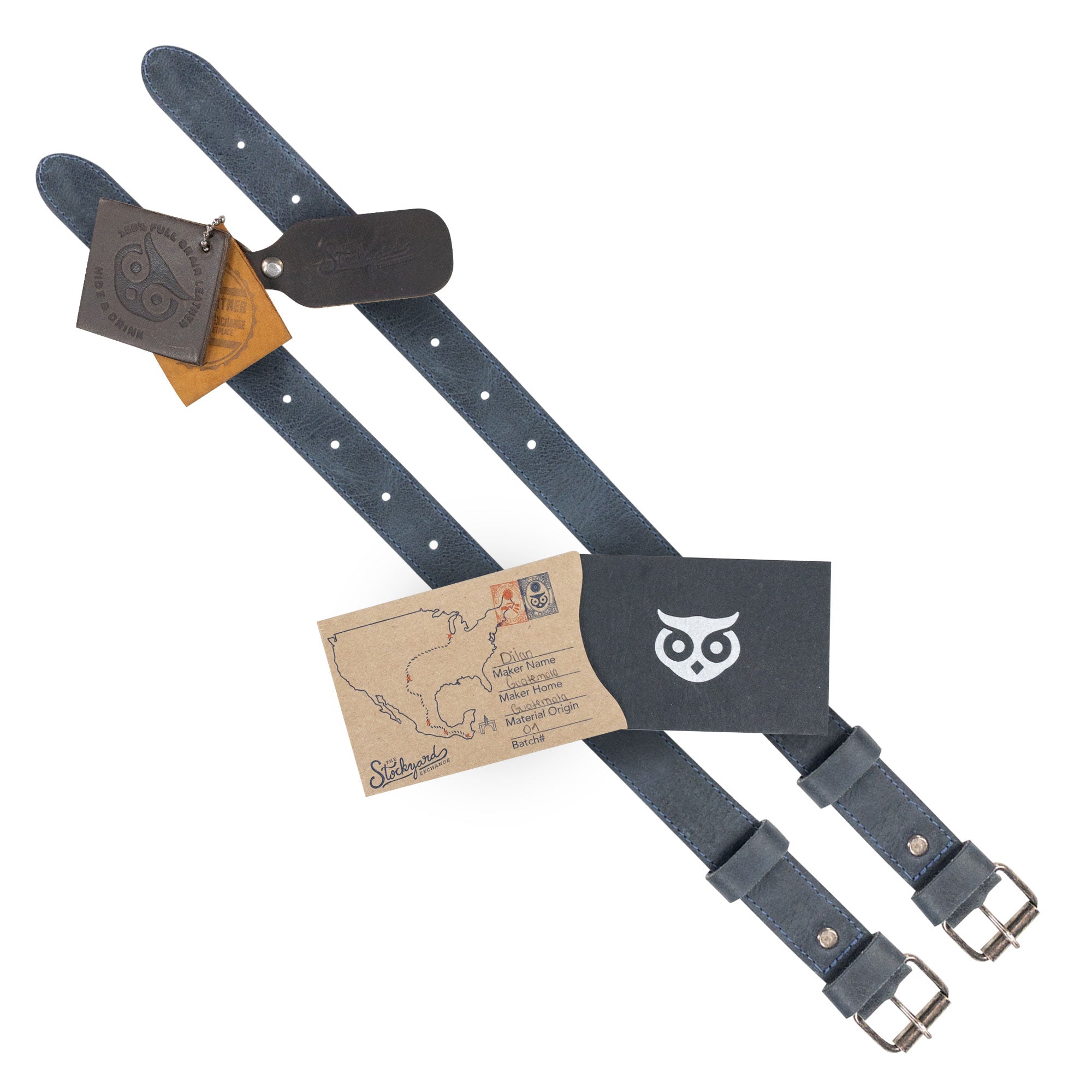 Bicycle Ankle Bands by Hide & Drink, showcasing a set of Rustic Bicycle Ankle Bands with a sturdy Brass Metal Buckle. These Adjustable Straps for Legs not only offer practicality but also style with their Full Grain Leather material, ideal as Vintage Gifts for Cyclists from La Antigua Guatemala.