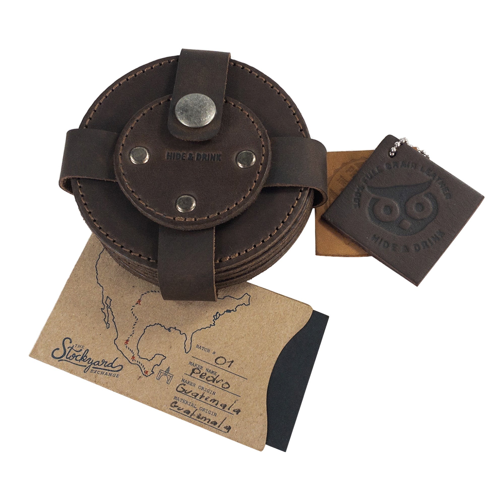 Circular Set of 6 Coasters for Drinks - Stockyard X 'The Leather Store'