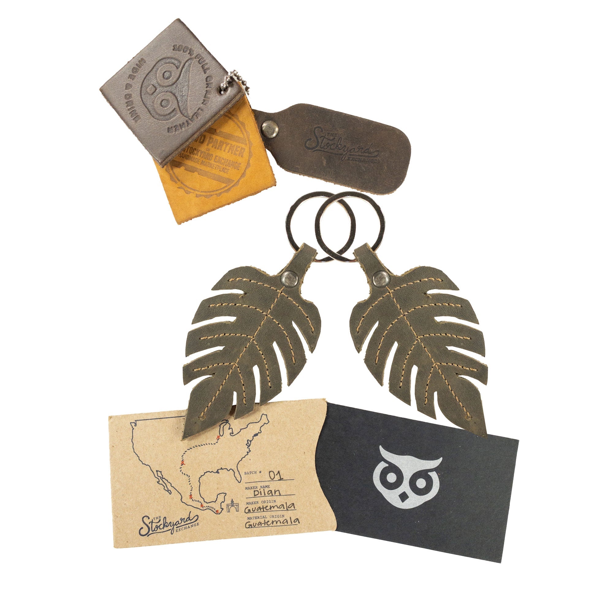 Compound Leaves Keychain - Stockyard X 'The Leather Store'