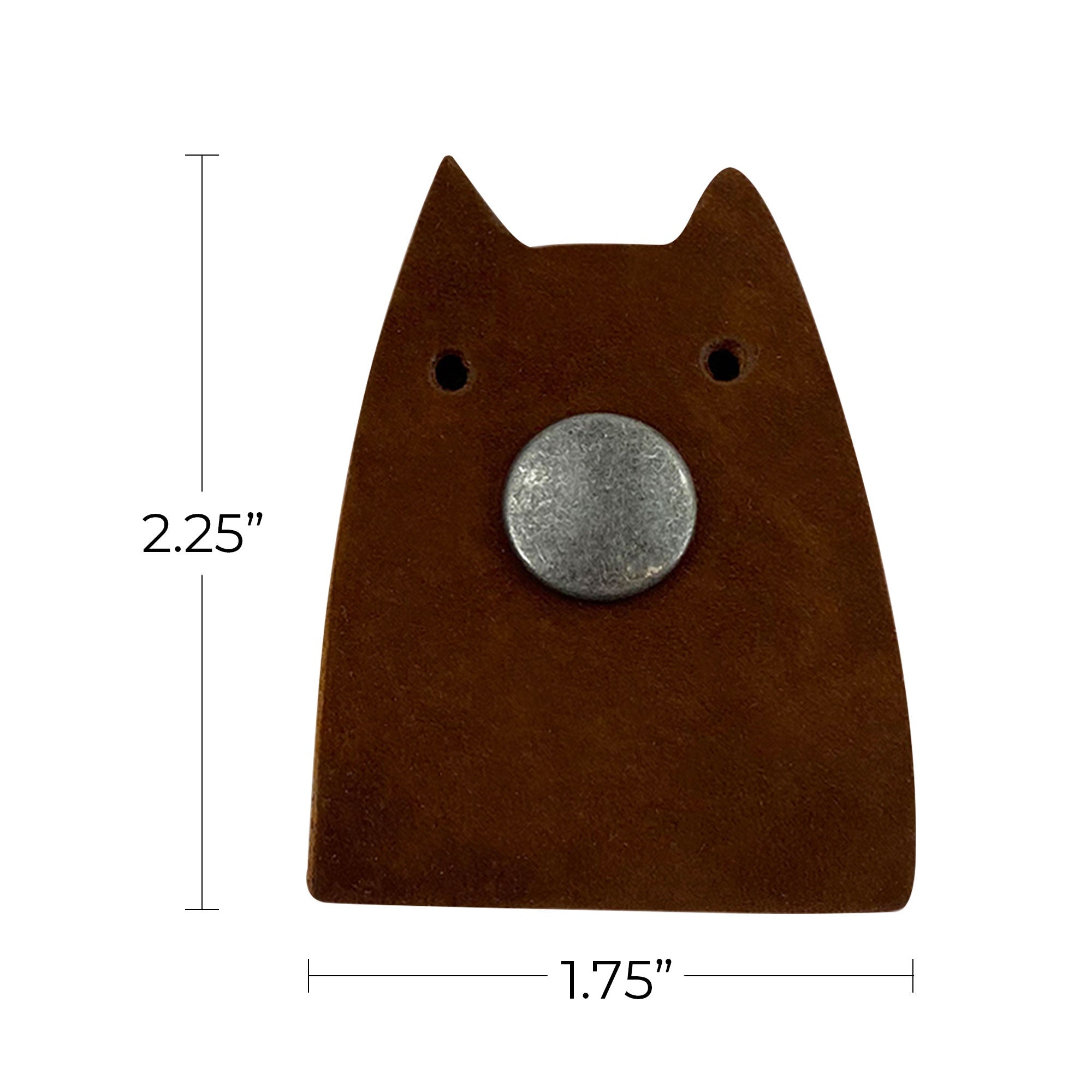 Taco Dog's Cat Cord Keeper (2 Pack) exploring the brown leather's texture. A functional accessory for organizing earbuds, headphones, and chargers on the go, handmade in La Antigua Guatemala & Oaxaca Mexico.