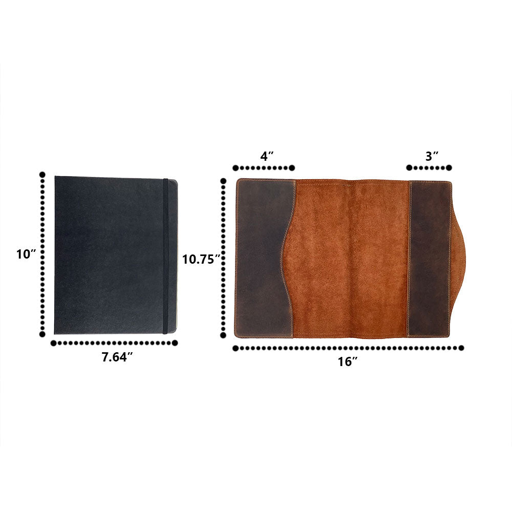A stylish edge view of the Hard Cover Notebook Protector (Notebook NOT Included) by Hide & Drink, showcasing the leather's finish. This journal cover turns heads while being compatible with Moleskine Hard Cover Sketchbook XXL Size (8.5 x 11 in.), Notebook NOT Included, utilizing Full Grain Leather consistent with StockyardX’s small batch production, embracing hand cut, hand sewn, and fire branded artisan methods. Handmade in La Antigua Guatemala & Oaxaca Mexico.