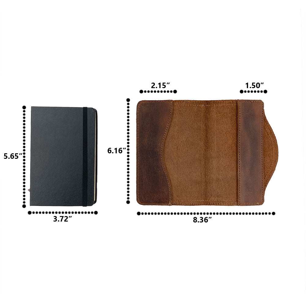 A top-down perspective of the Hard Cover Notebook Protector (Notebook NOT Included) by Hide & Drink, highlighting its design elements. This journal cover is compatible with Moleskine Hard Cover Sketchbook XXL Size (8.5 x 11 in.), Notebook NOT Included, made from durable Full Grain Leather, reflecting StockyardX’s small batch production approach with hand cut, hand sewn, and fire branded features by artisans. Handmade in La Antigua Guatemala & Oaxaca Mexico.
