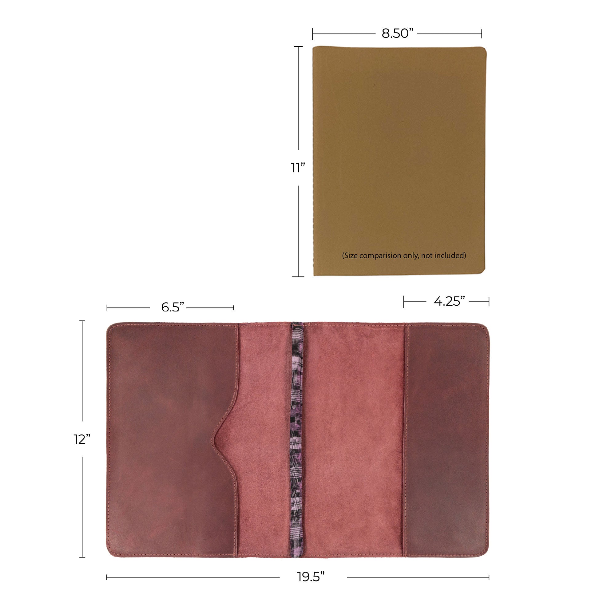 The elegant Journal Cover for (8.5 x 11 in.) Moleskine Cahier XXL from Hide & Drink, highlighting its practical use and artisan quality in full grain leather. It serves as a reliable protector, beautifully crafted in La Antigua Guatemala & Oaxaca Mexico.
