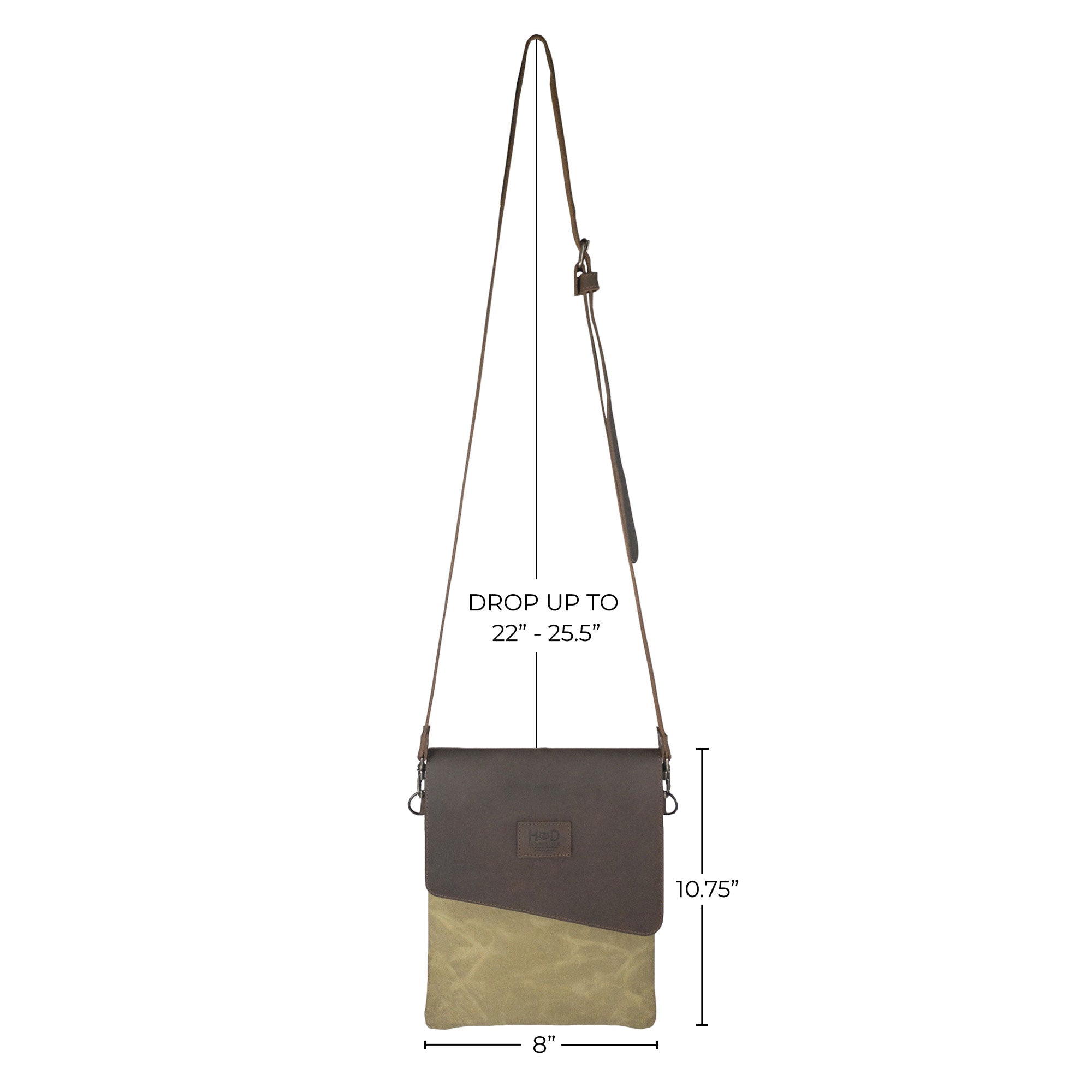 Hide & Drink Crossbody Bag surrounded by small leather goods, showcasing its versatile design. This Crossbody Bag with Adjustable Shoulder Strap is a Unisex Messenger Bag made from quality Full Grain Leather & Waxed Canvas, highlighting small batch production, hand cut, hand sewn, fire branded uniqueness from artisans in La Antigua Guatemala & Oaxaca Mexico.