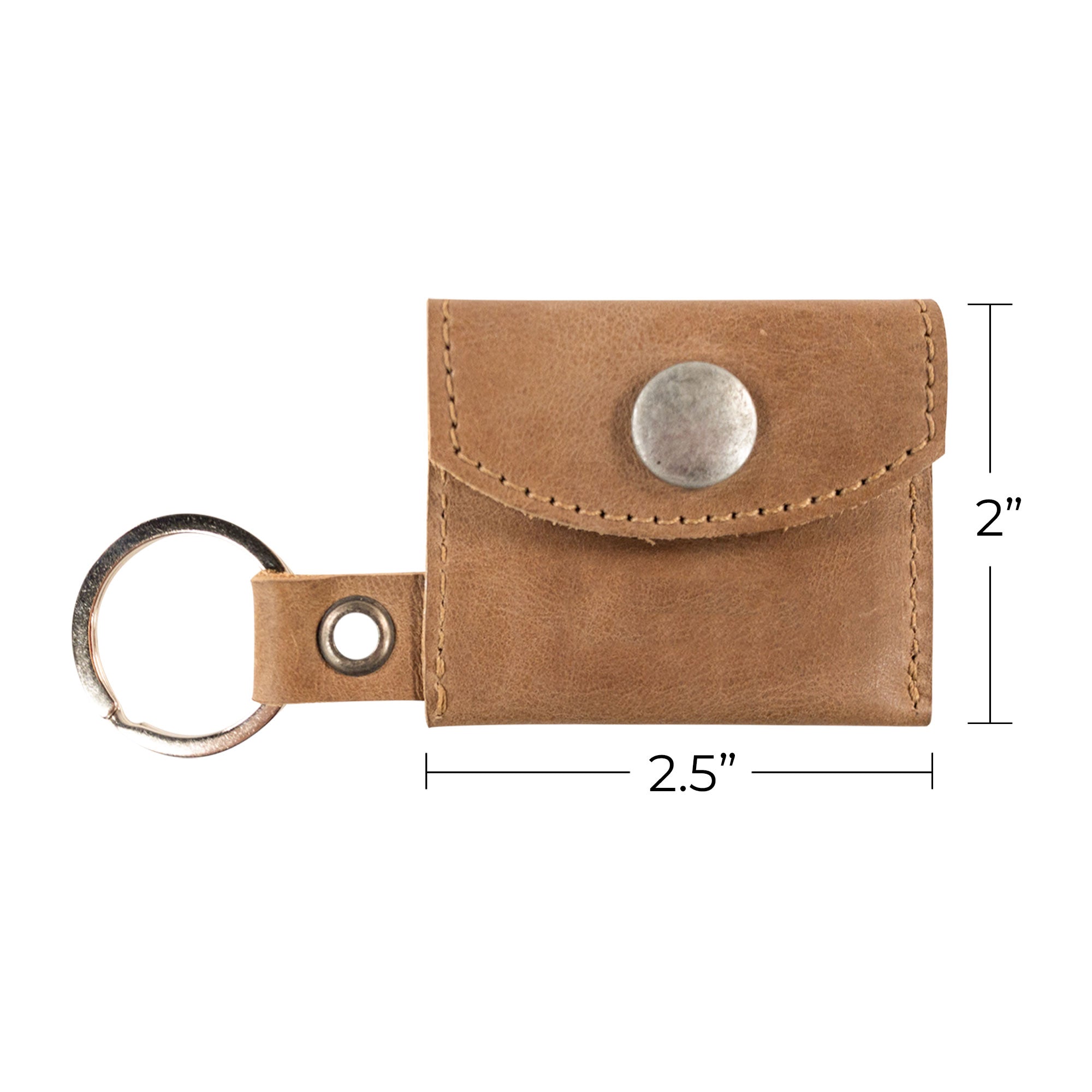 Another variant of the Tiny Coin Holder Keychain by Hide & Drink, showcasing its rich color in Full Grain Leather. This Tiny Coin Holder is crafted in small batches, confirming its artisan quality.
