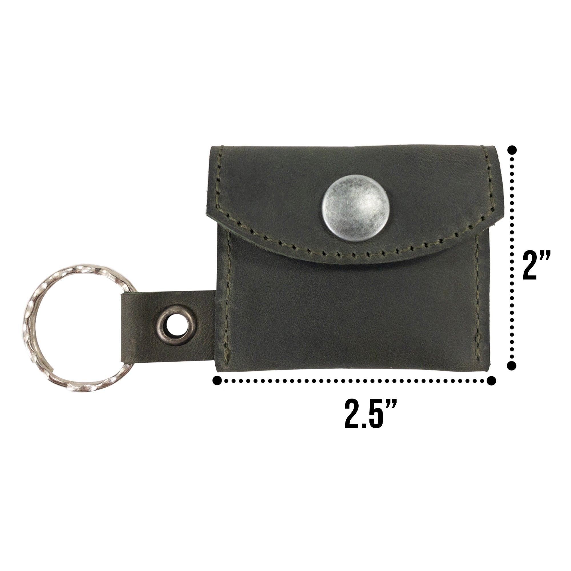 Handcrafted Tiny Coin Holder Keychain by Hide & Drink emphasizes its elegant design and practicality. Made from Full Grain Leather, this Tiny Coin Holder shows small batch artisan production.