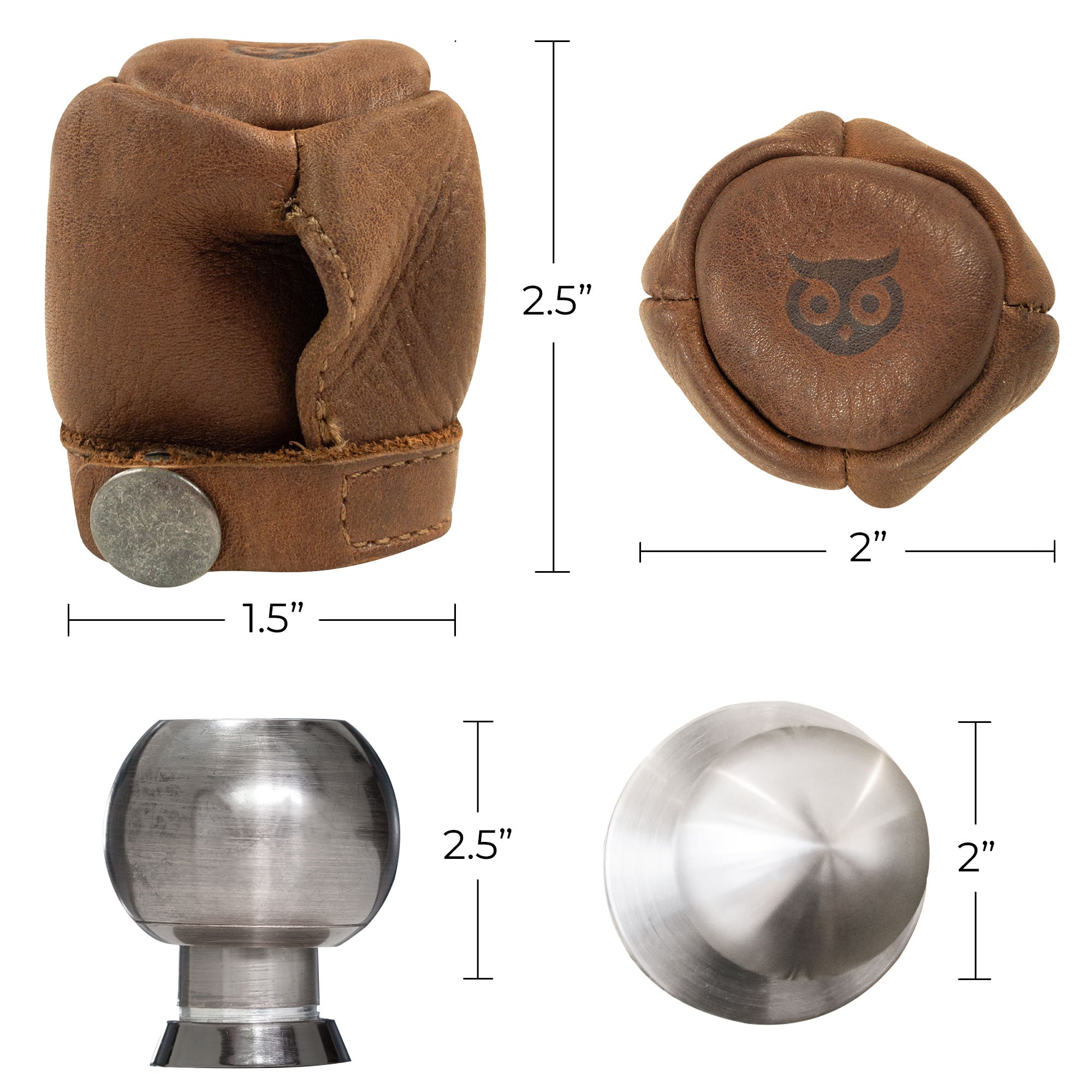 Hide & Drink's Door Knob Cover displayed alongside its packaging, emphasizing stylish design and artisan craftsmanship. This Full Grain Leather baby proof door knob cover embodies small batch production and fire branded details from La Antigua Guatemala.