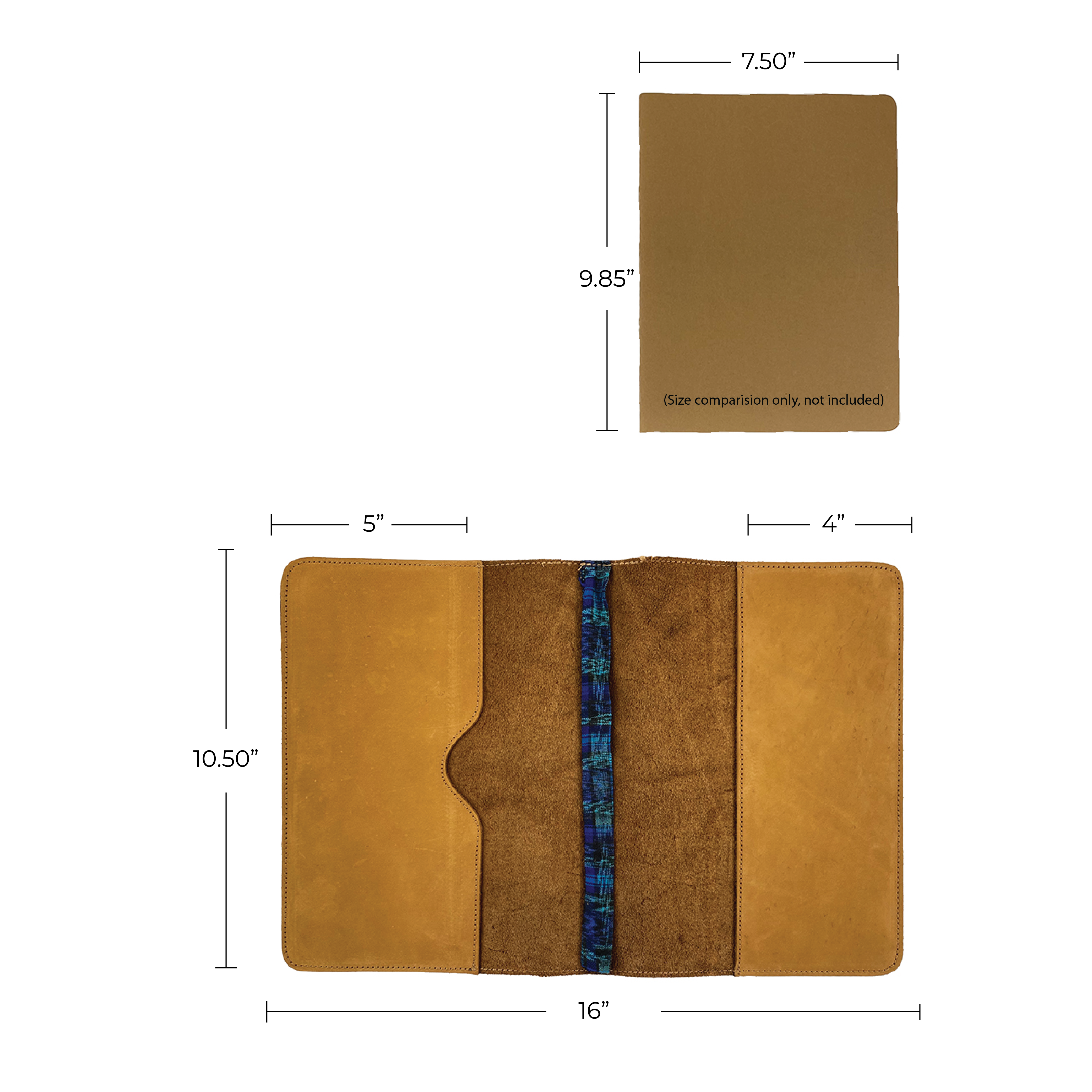 Back view of the vintage leather Full Grain Leather Journal Cover for Moleskine Cahier XL (7.5 x 9.75 in.) by Hide & Drink, highlighting its classic style and artisan details. This case is a perfect companion for writers and artists.