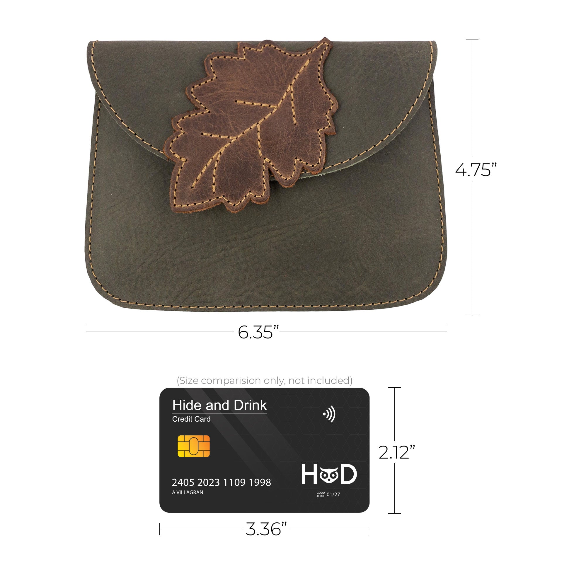 Card Wallet Leaves Design - Stockyard X 'The Leather Store'