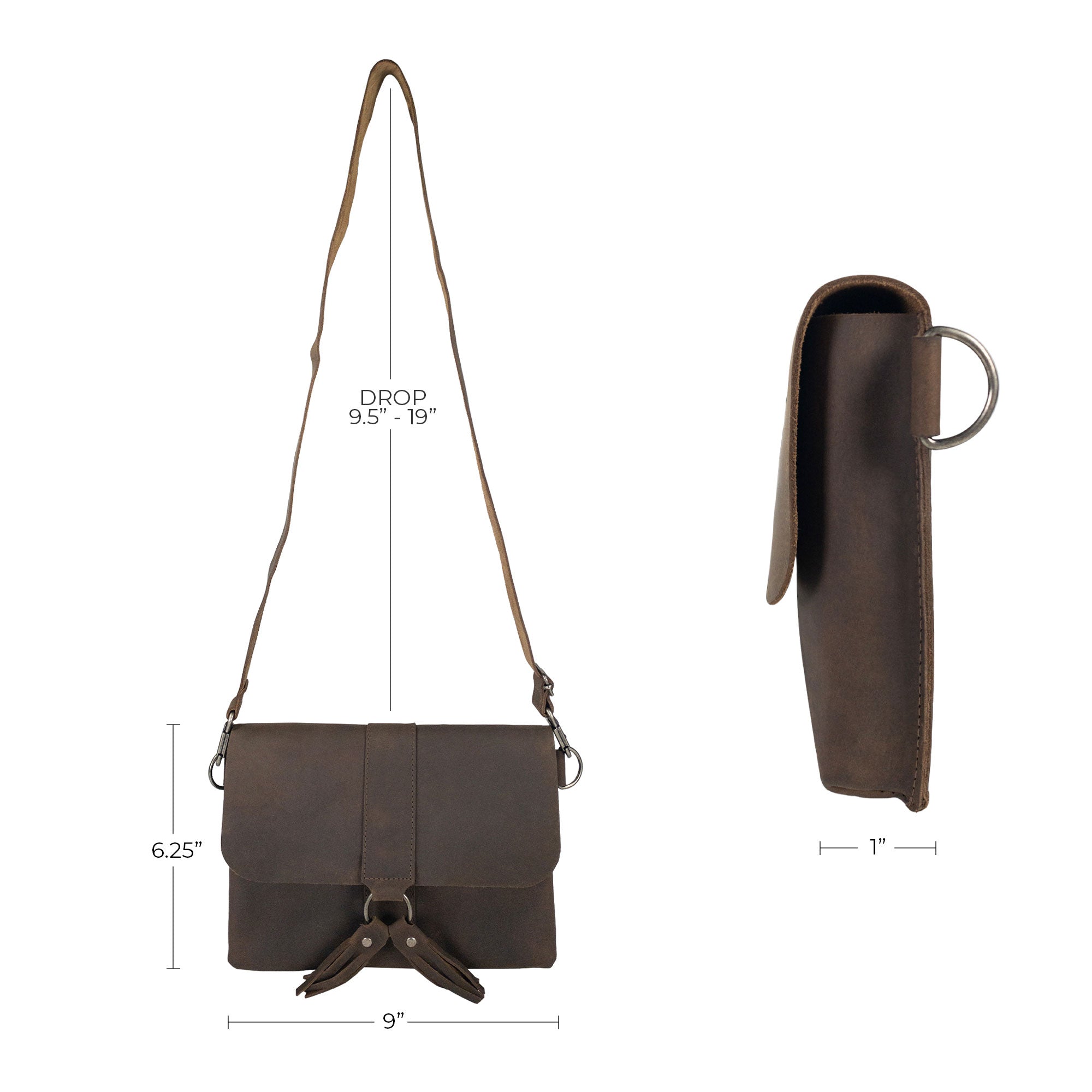 Rectangular Crossbody Bag with Tassels - Stockyard X 'The Leather Store'