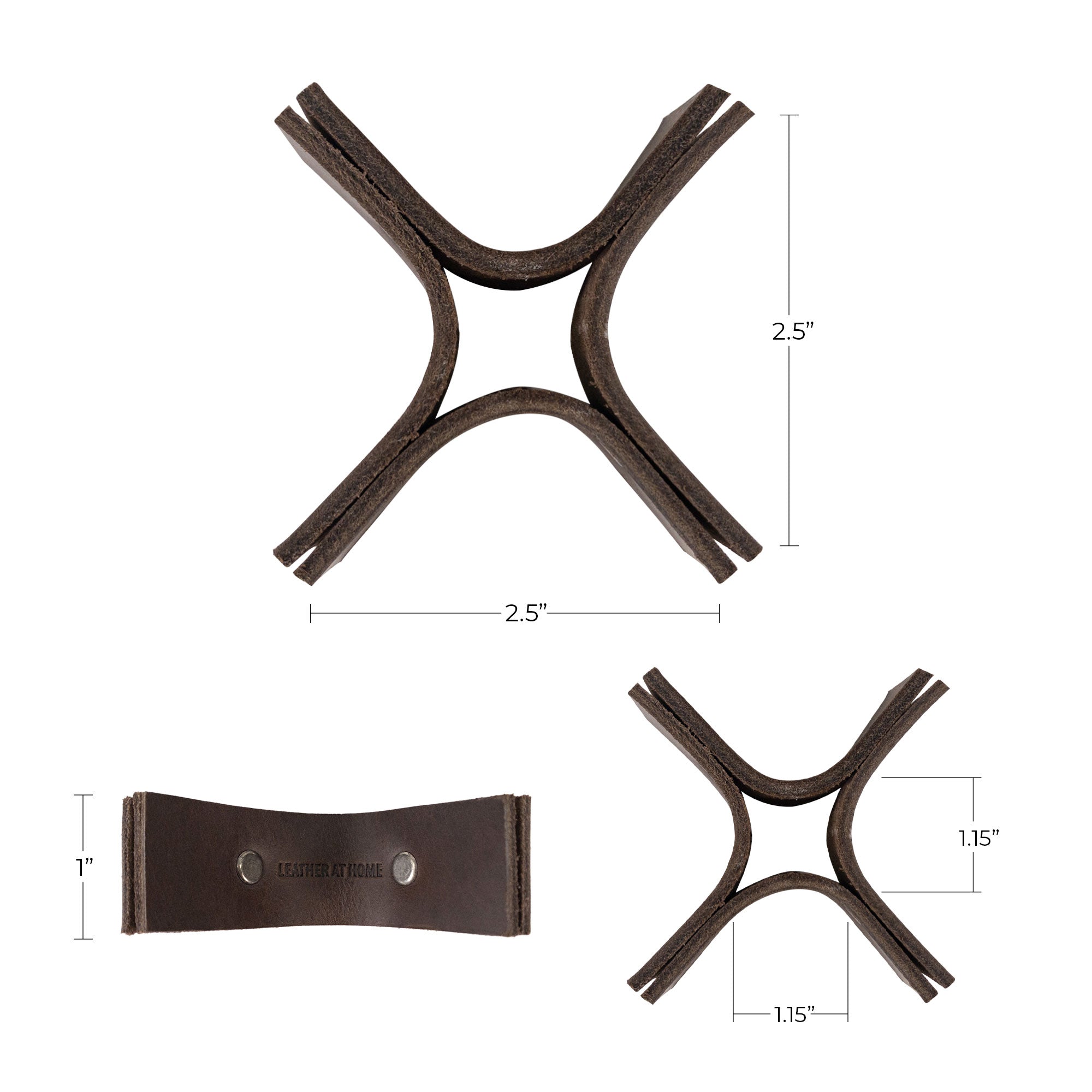 Minimalist Set of 3 Candel Base Holder - Stockyard X 'The Leather Store'