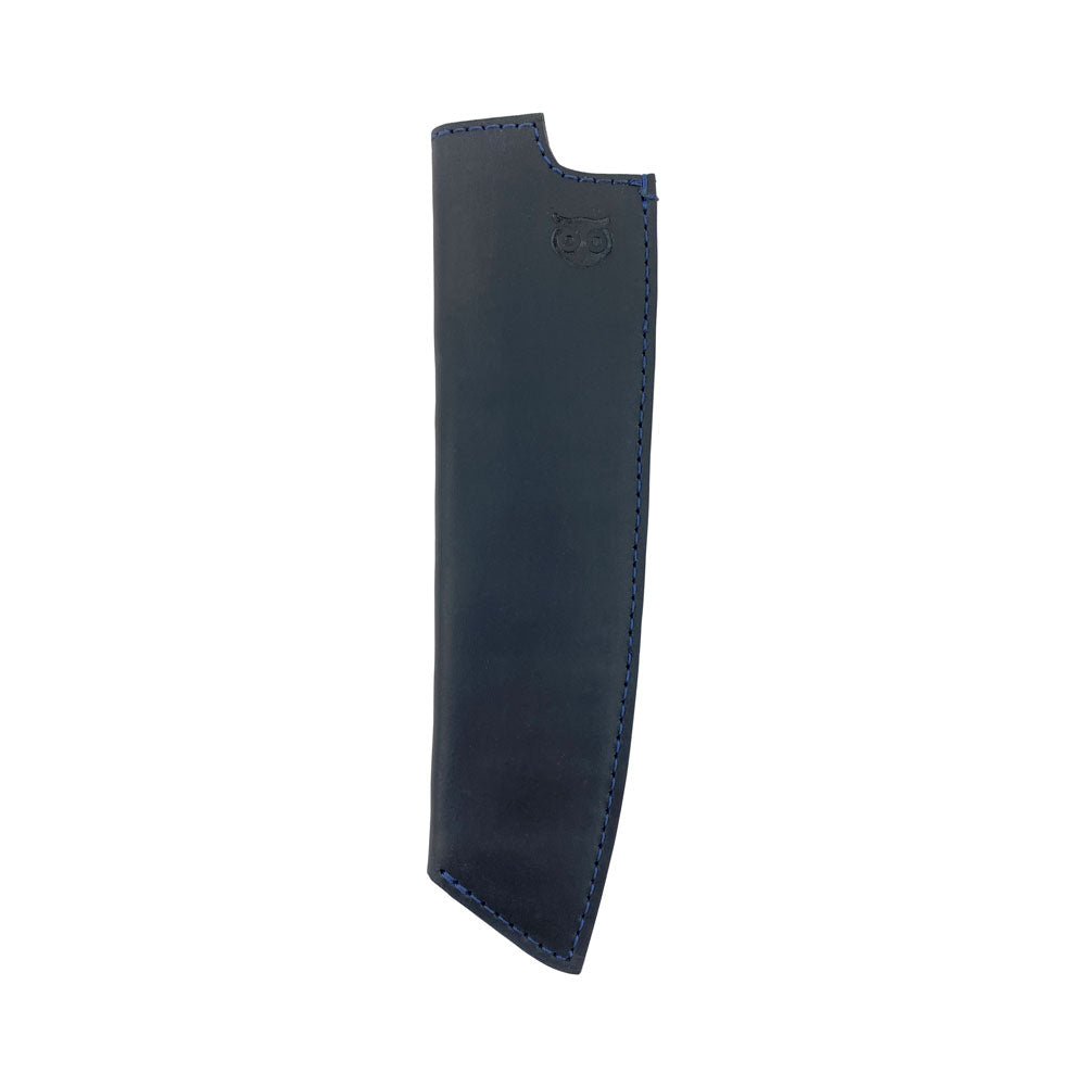 Hide & Drink's unique blue Chef Knife Sheath for 180mm blades, crafted from Thick Full Grain Leather; showcasing artisan skills in small batch production from La Antigua Guatemala.