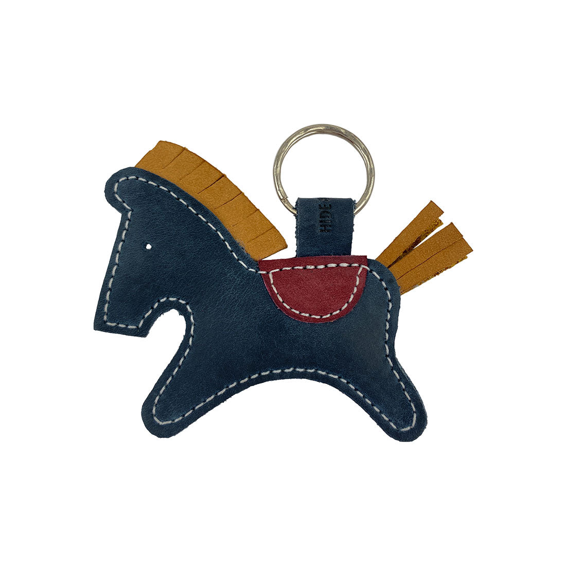 Horse-shaped Critter Key Chain by Hide & Drink, featuring a charming design made from Full Grain Leather. This Animal Key Ring Holder is perfect for horse enthusiasts, handcrafted with skill and care. Handmade in La Antigua Guatemala & Oaxaca Mexico.