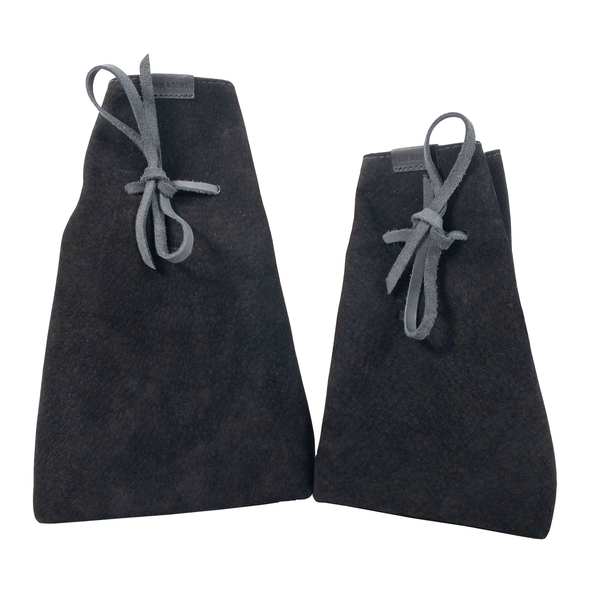 Detail of Hide & Drink's Drawstring Sack (2 pack) displaying rich texture and artisan quality, perfect for organization. Drawstring Sack (2 pack) Handmade from Sheepskin and Full Grain Leather, StockyardX, Small Batch Production, Hand Cut, Hand Sewn, Fire Branded, Artisan, Handmade in La Antigua Guatemala & Oaxaca Mexico.