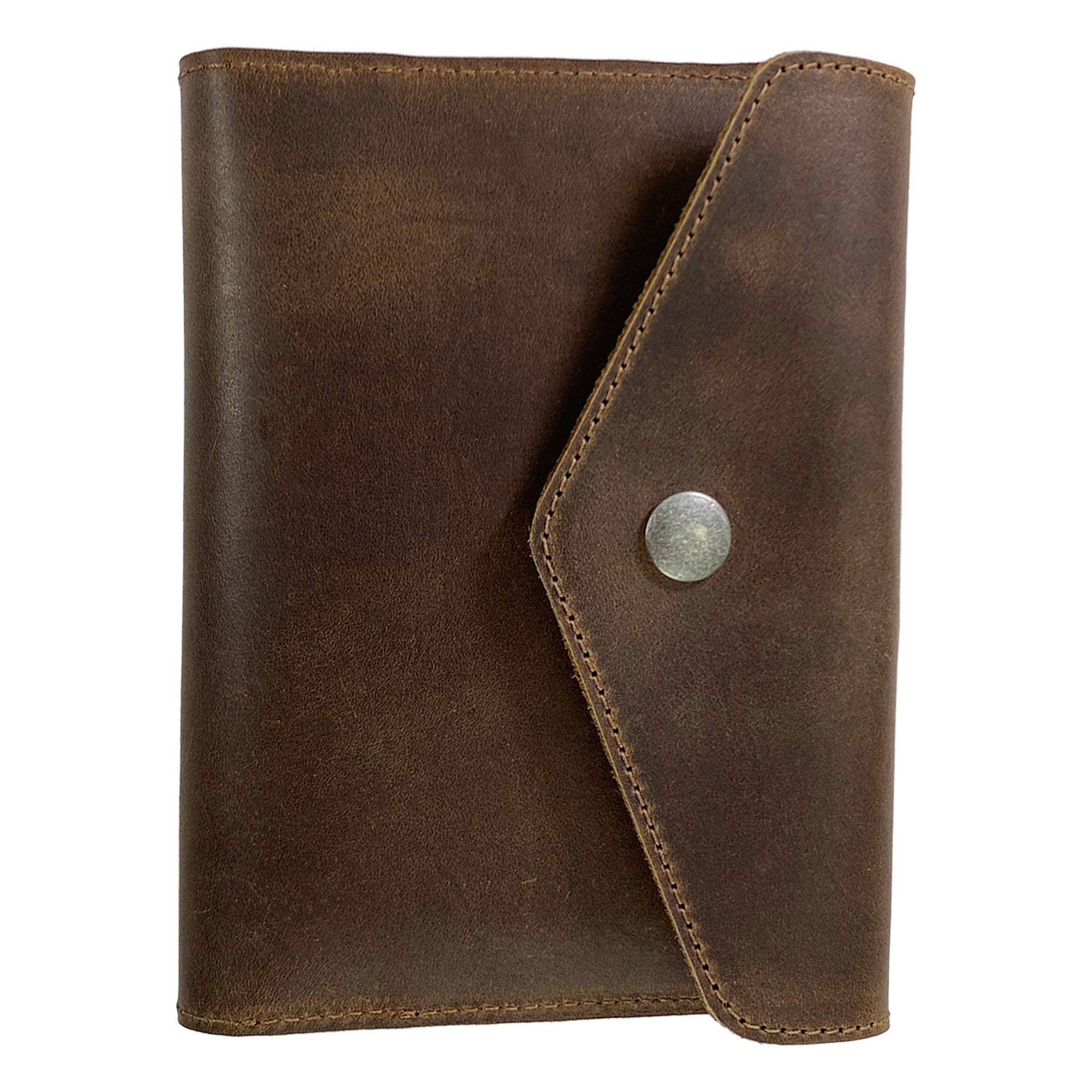 Leather Worx Pocket Notebook Cover for Moleskine (3.5 x 5.5 in.) showcasing a stylish, sturdy design made from Full Grain Leather. Perfect for keeping your notes organized and professional. Handmade in La Antigua Guatemala.