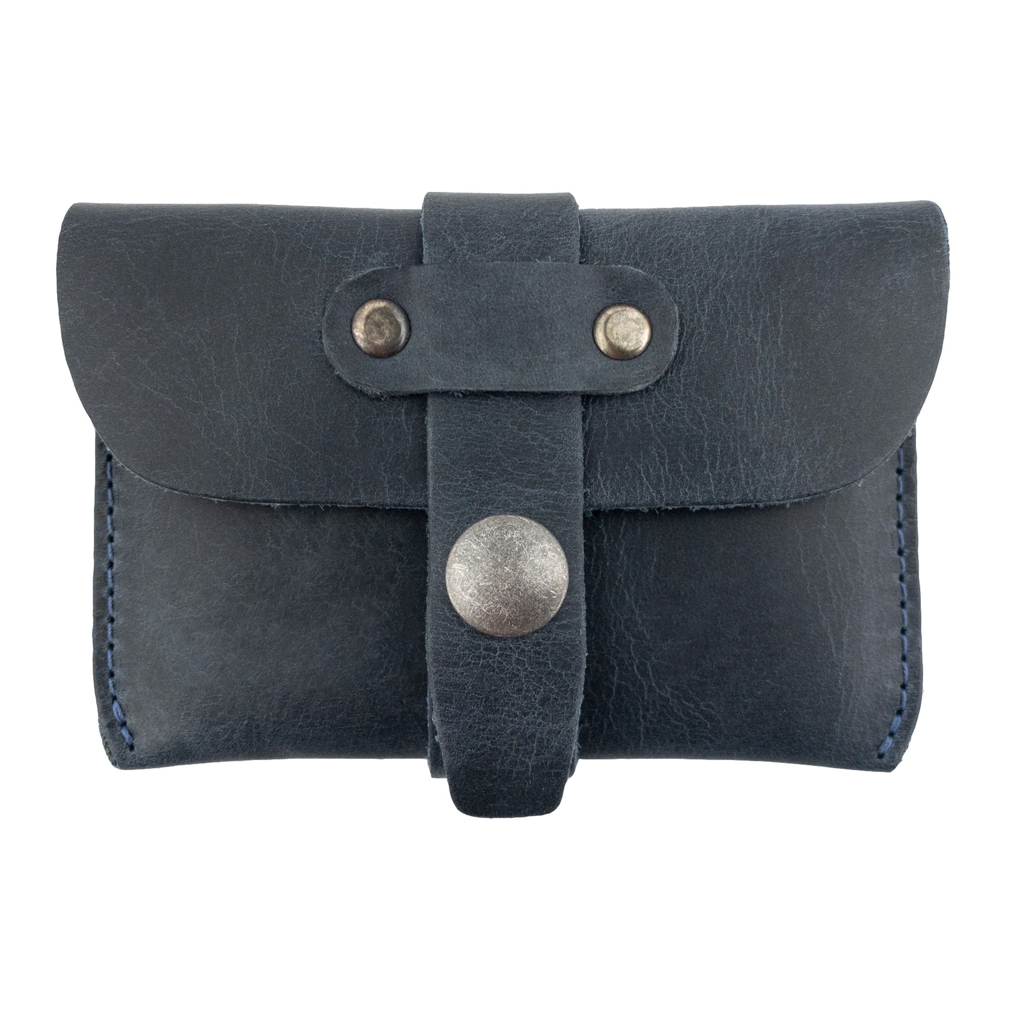 Hide & Drink's Credit Card Holder with branding detail, highlighting its unique artisan approach to crafting Full Grain Leather wallets. This handmade product is a perfect example of small batch production from La Antigua Guatemala.