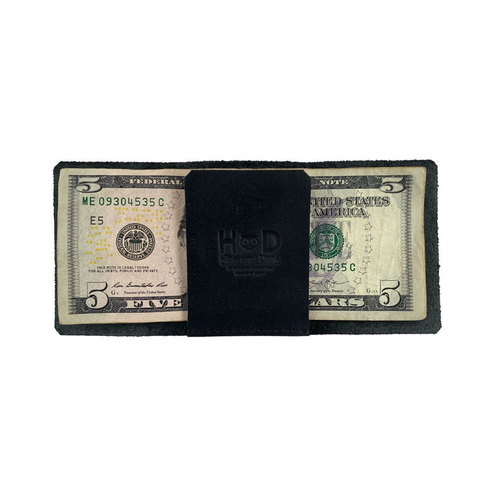 Highlighting the Hide & Drink Minimalist Wallet Bills Only open showcasing its inside, this Ultra Minimalist Wallet is perfect for organizing bills. Made from durable Full Grain Leather, it embodies artisan craftsmanship from La Antigua Guatemala and Oaxaca Mexico.